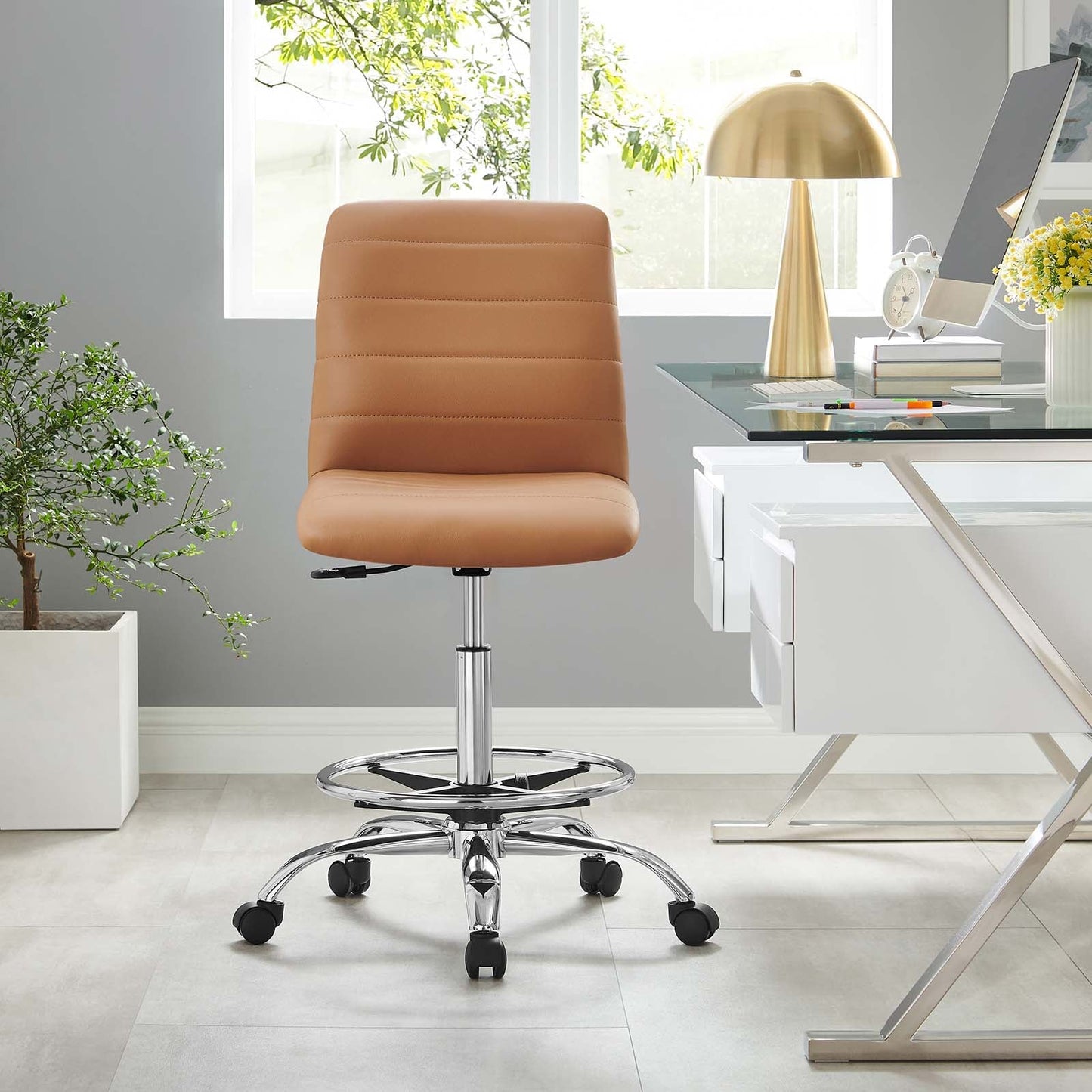 Ripple Armless Mid Back Vinyl and Vegan Leather Office Chair
