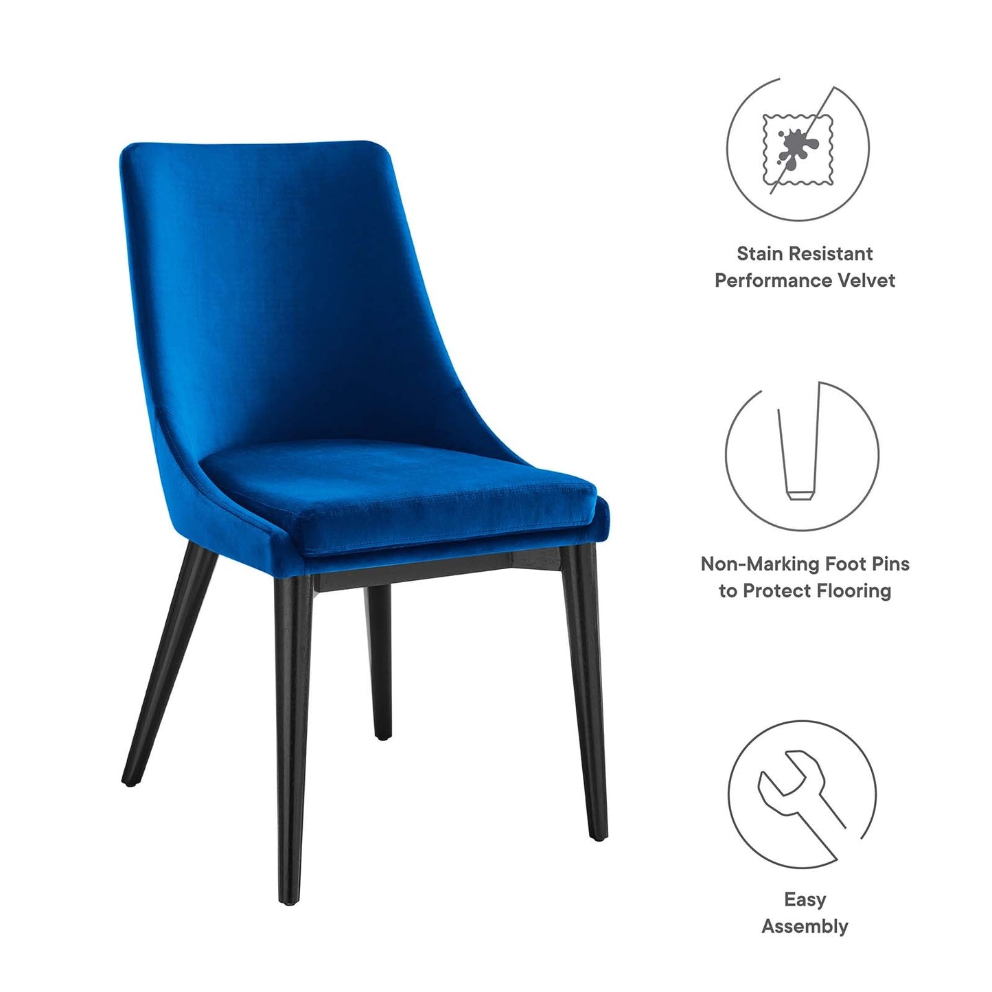 Viscount Performance Velvet Dining Chair Navy EEI-5009-NAV