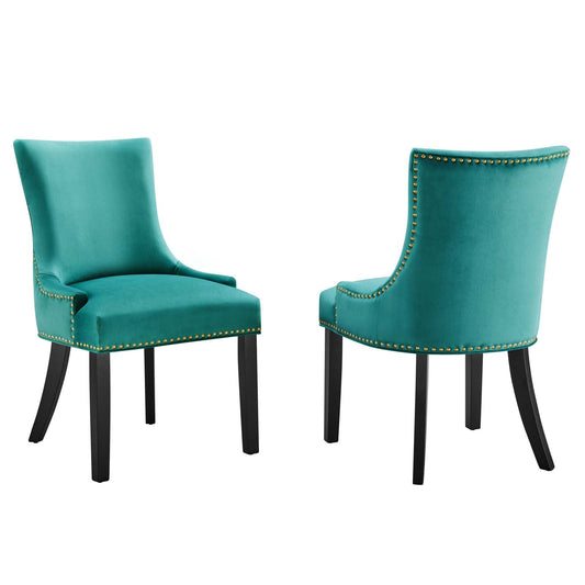 Marquis Performance Velvet Dining Chairs - Set of 2 Teal EEI-5010-TEA