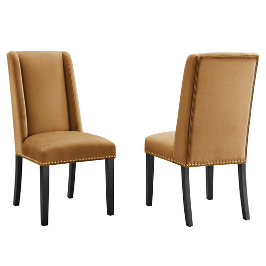 Baron Performance Velvet Dining Chairs - Set of 2 Cognac EEI-5012-COG
