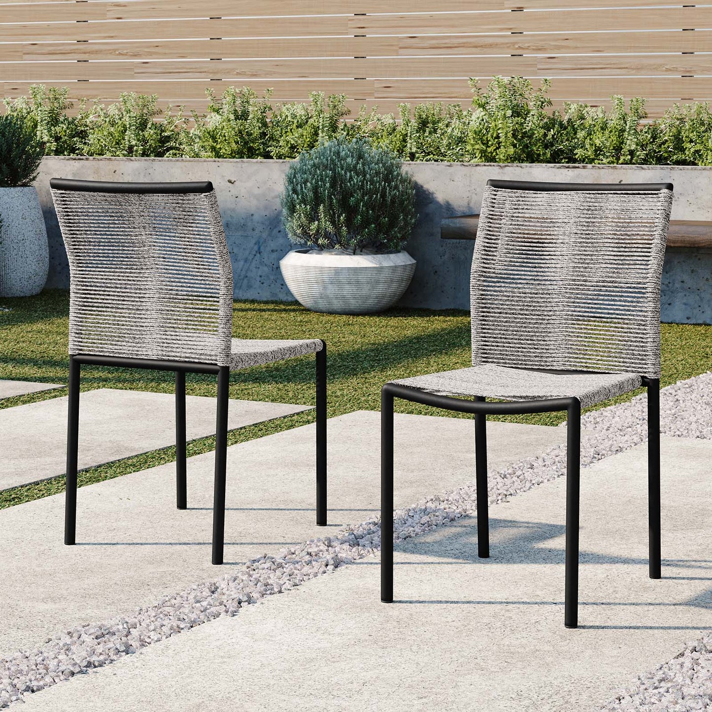 Serenity Outdoor Patio Chairs Set of 2 Light Gray EEI-5032-LGR