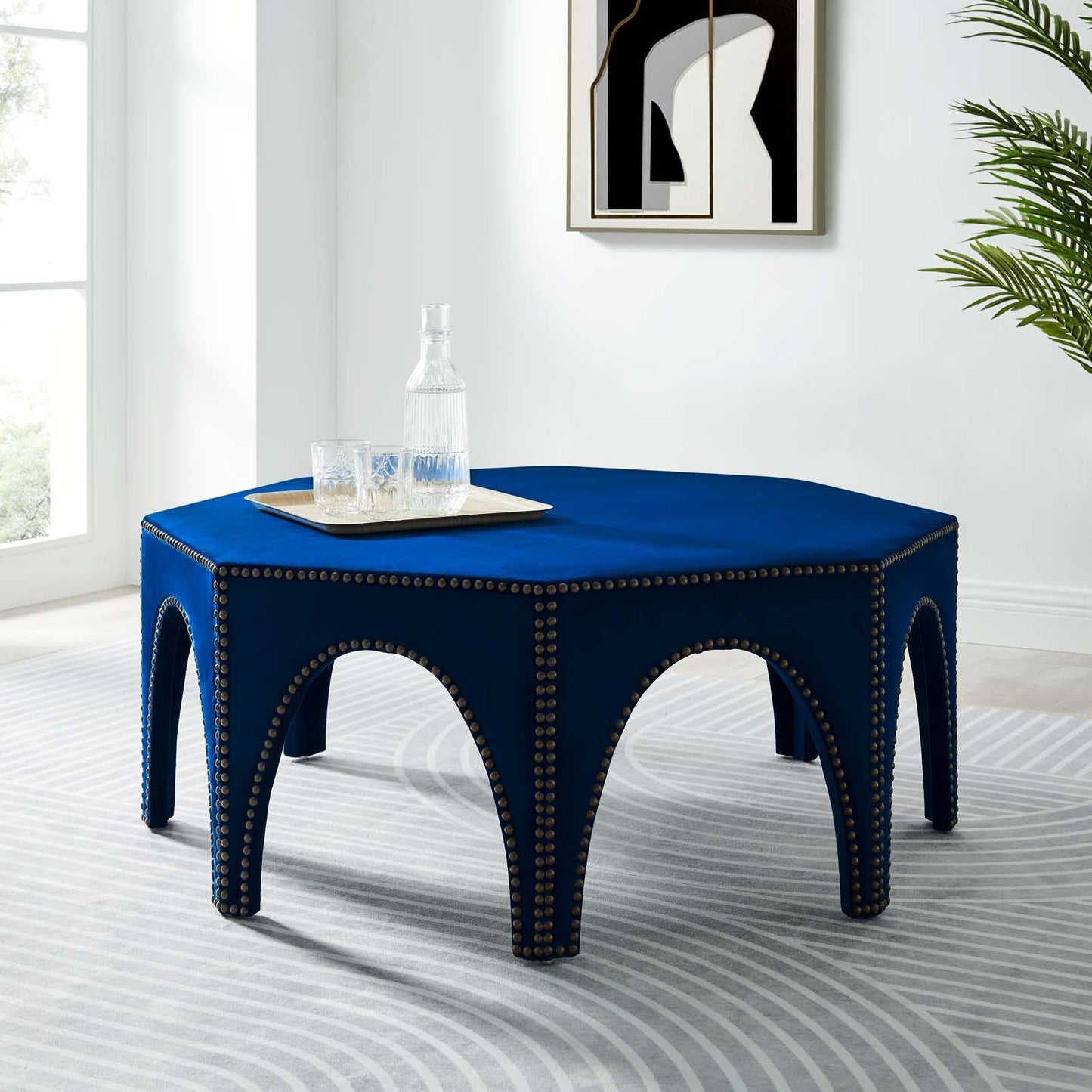 Victory Performance Velvet Ottoman Navy EEI-5035-NAV