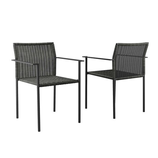 Lagoon Outdoor Patio Dining Armchairs Set of 2 Charcoal EEI-5041-CHA