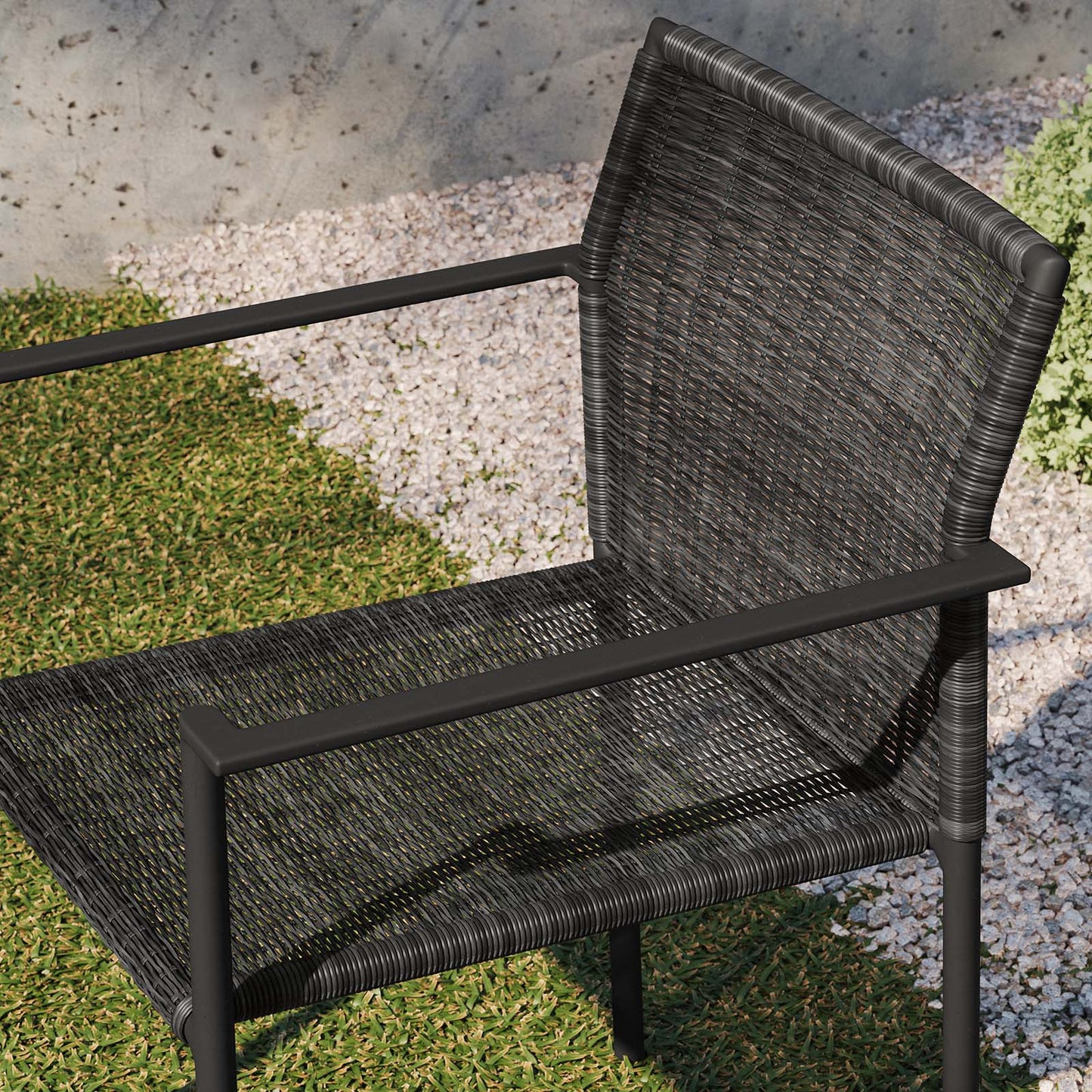 Lagoon Outdoor Patio Dining Armchairs Set of 2 Charcoal EEI-5041-CHA