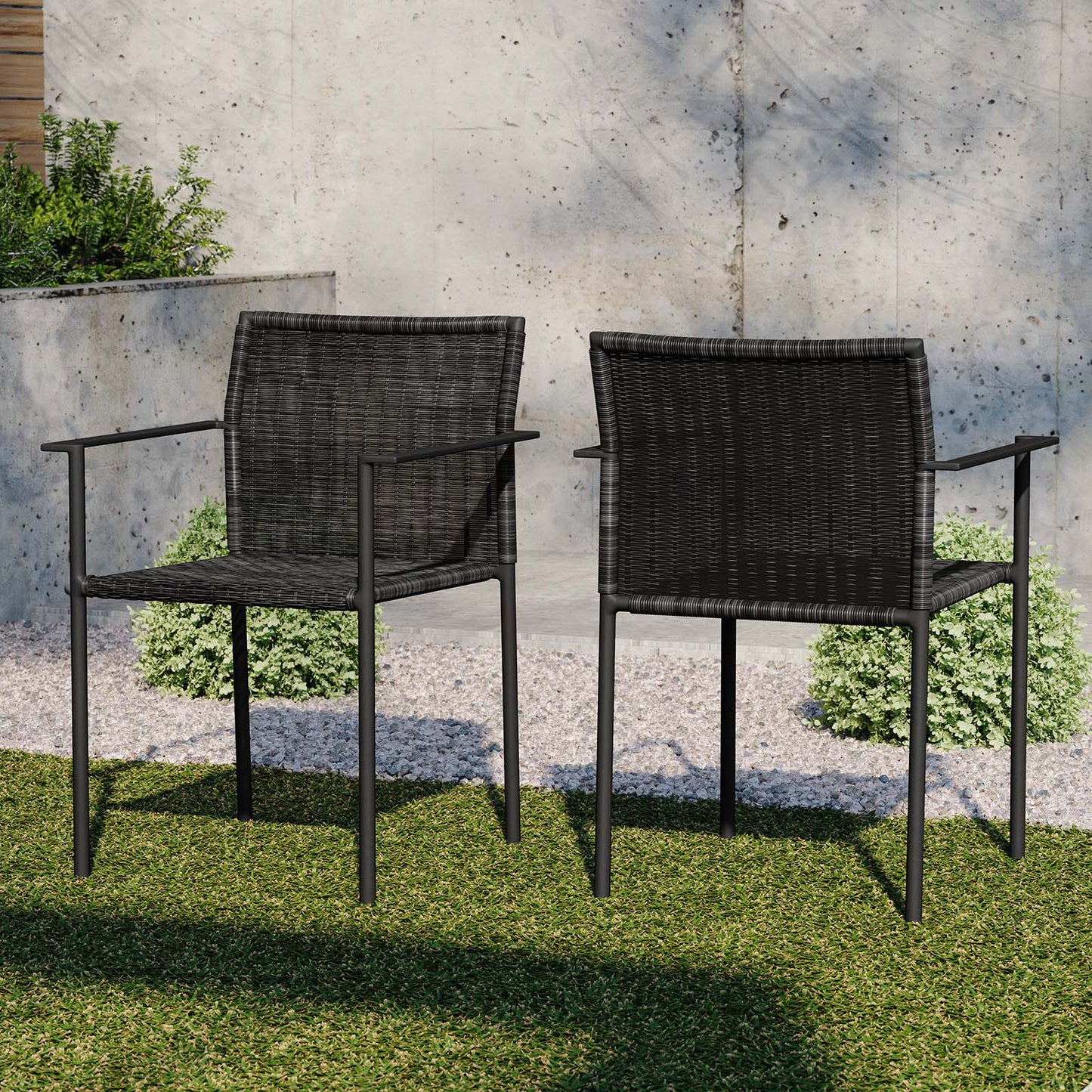 Lagoon Outdoor Patio Dining Armchairs Set of 2 Charcoal EEI-5041-CHA