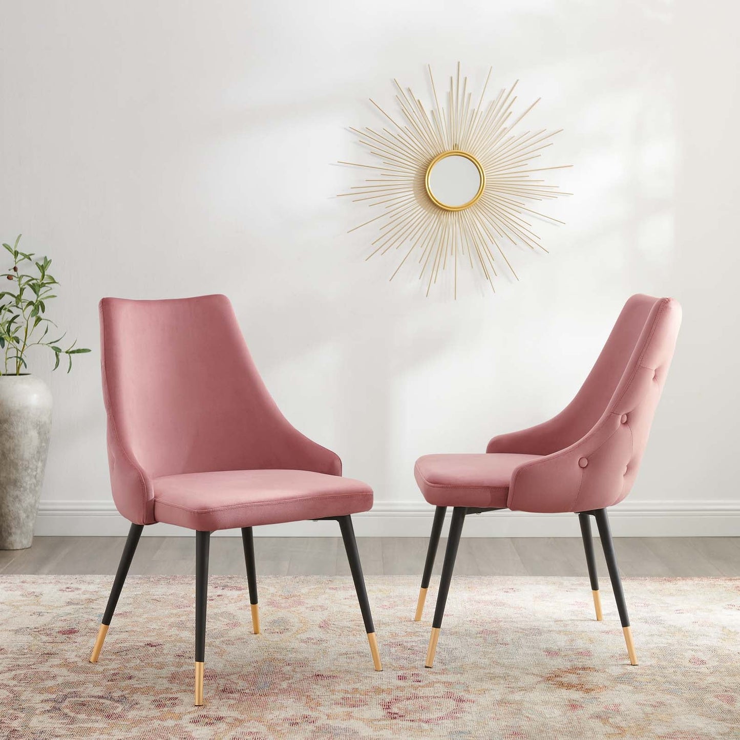 Adorn Dining Side Chair Performance Velvet Set of 2 Dusty Rose EEI-5043-DUS