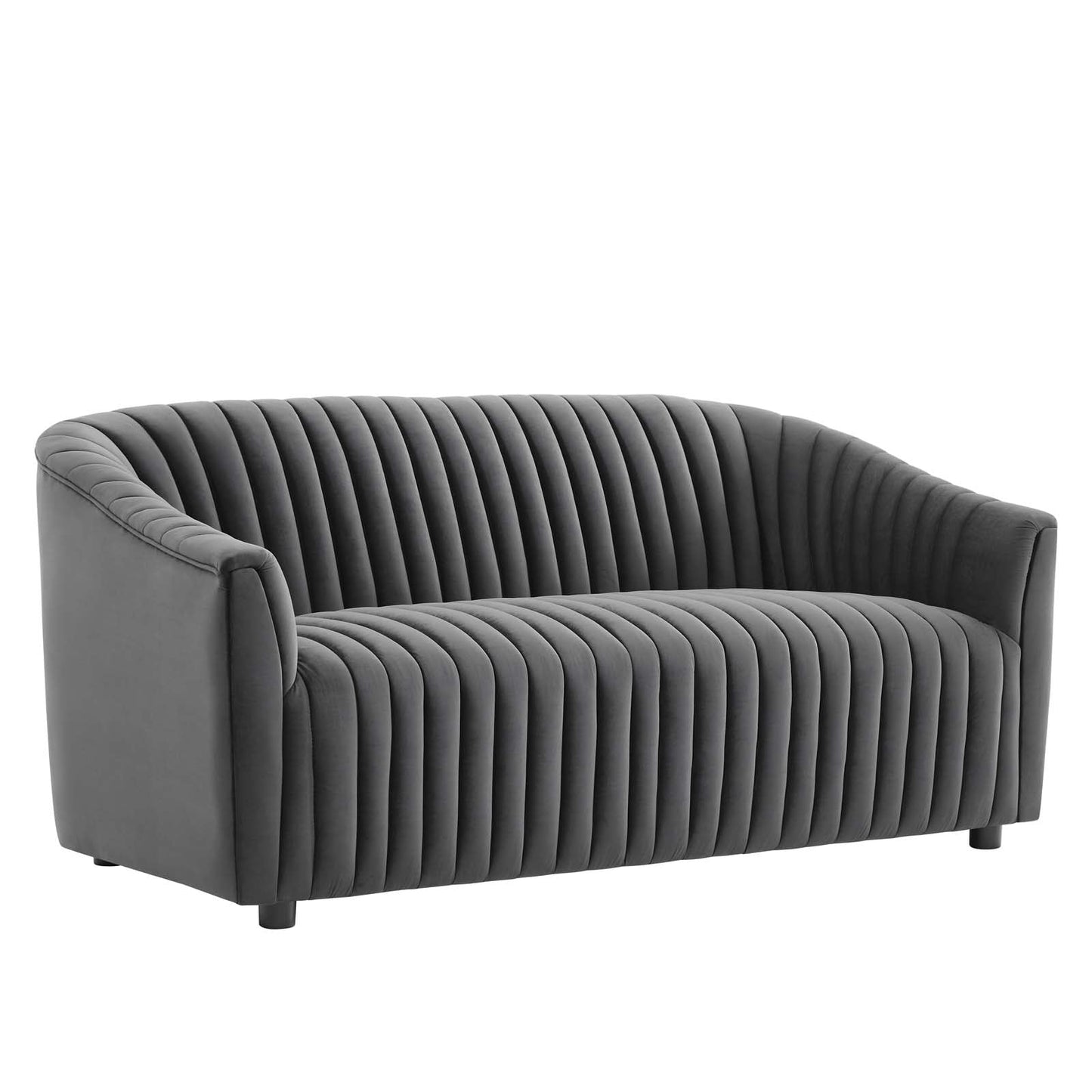 Announce Performance Velvet Channel Tufted Loveseat Charcoal EEI-5054-CHA