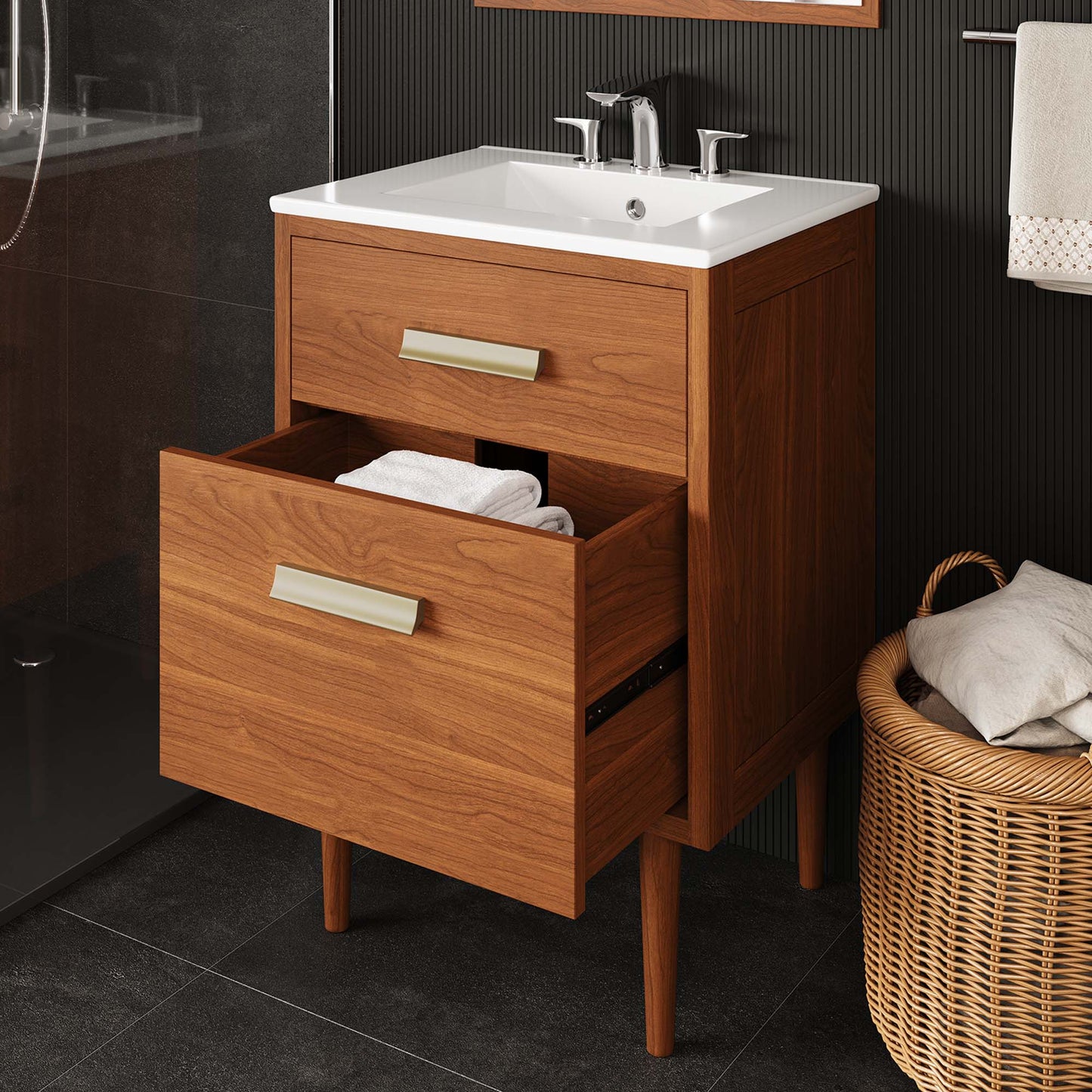Cassia 24" Teak Wood Bathroom Vanity Cabinet (Sink Basin Not Included) by Modway EEI-5082-NAT