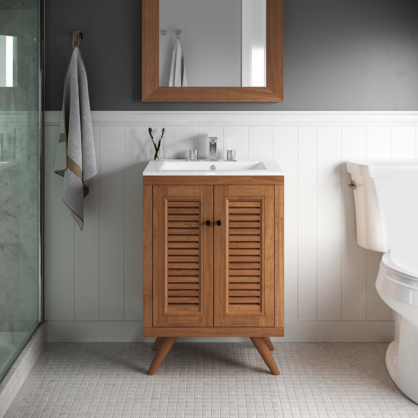Birdie 24" Teak Wood Bathroom Vanity Cabinet (Sink Basin Not Included) by Modway EEI-5086-NAT