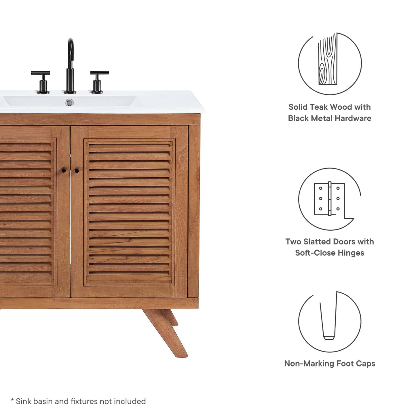 Birdie 36" Teak Wood Bathroom Vanity Cabinet (Sink Basin Not Included) by Modway EEI-5087-NAT