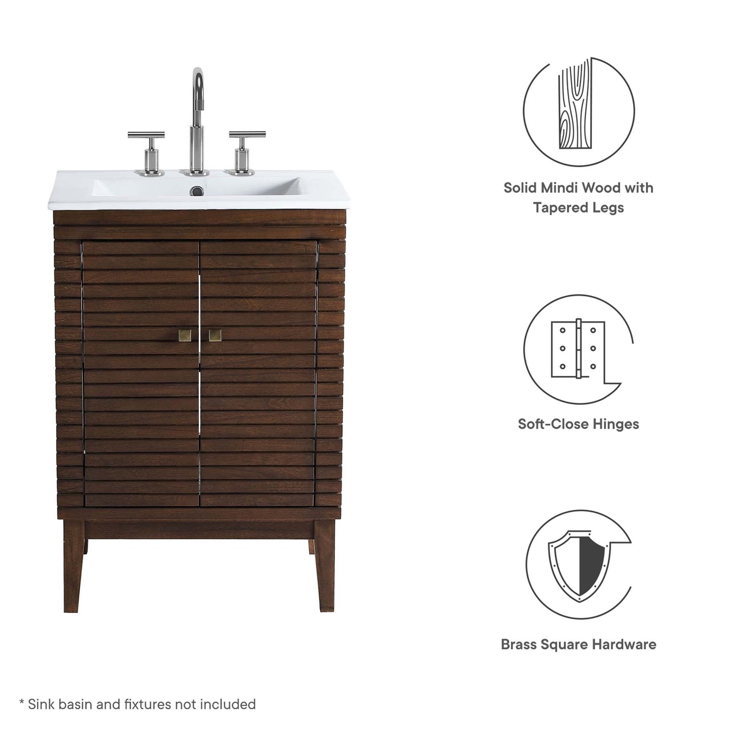 Ledger 24" Wood Bathroom Vanity Cabinet (Sink Basin Not Included) by Modway EEI-5088-WAL
