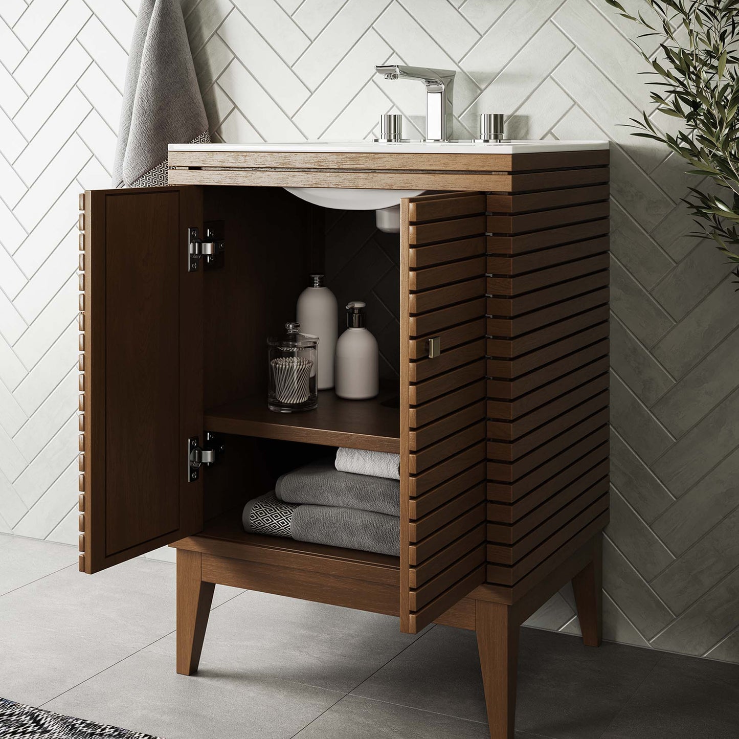 Ledger 24" Wood Bathroom Vanity Cabinet (Sink Basin Not Included) by Modway EEI-5088-WAL