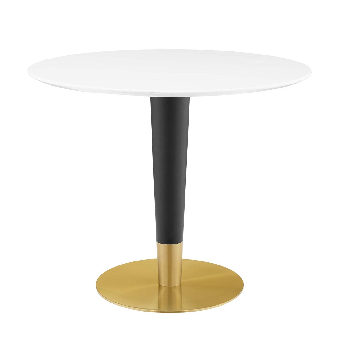 Zinque Dining Table Collection Gold Finish with Marble and Walnut Options