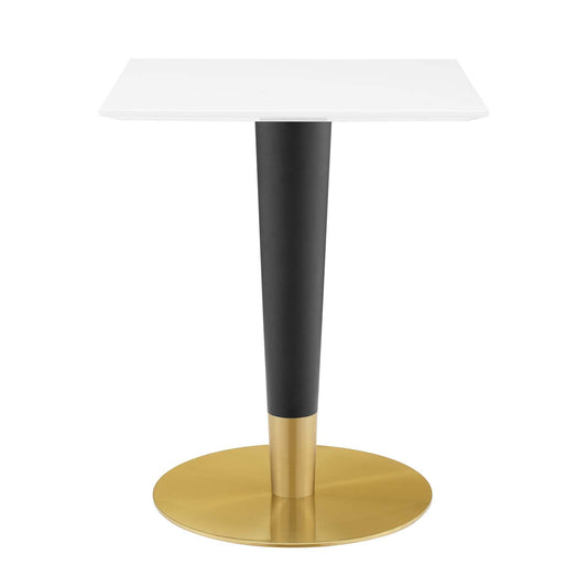 Zinque Dining Table Collection Gold Finish with Marble and Walnut Options