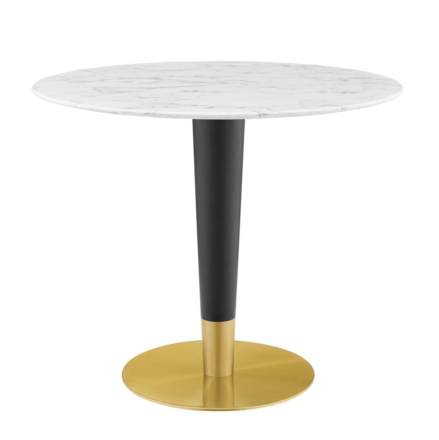 Zinque Dining Table Collection Gold Finish with Marble and Walnut Options