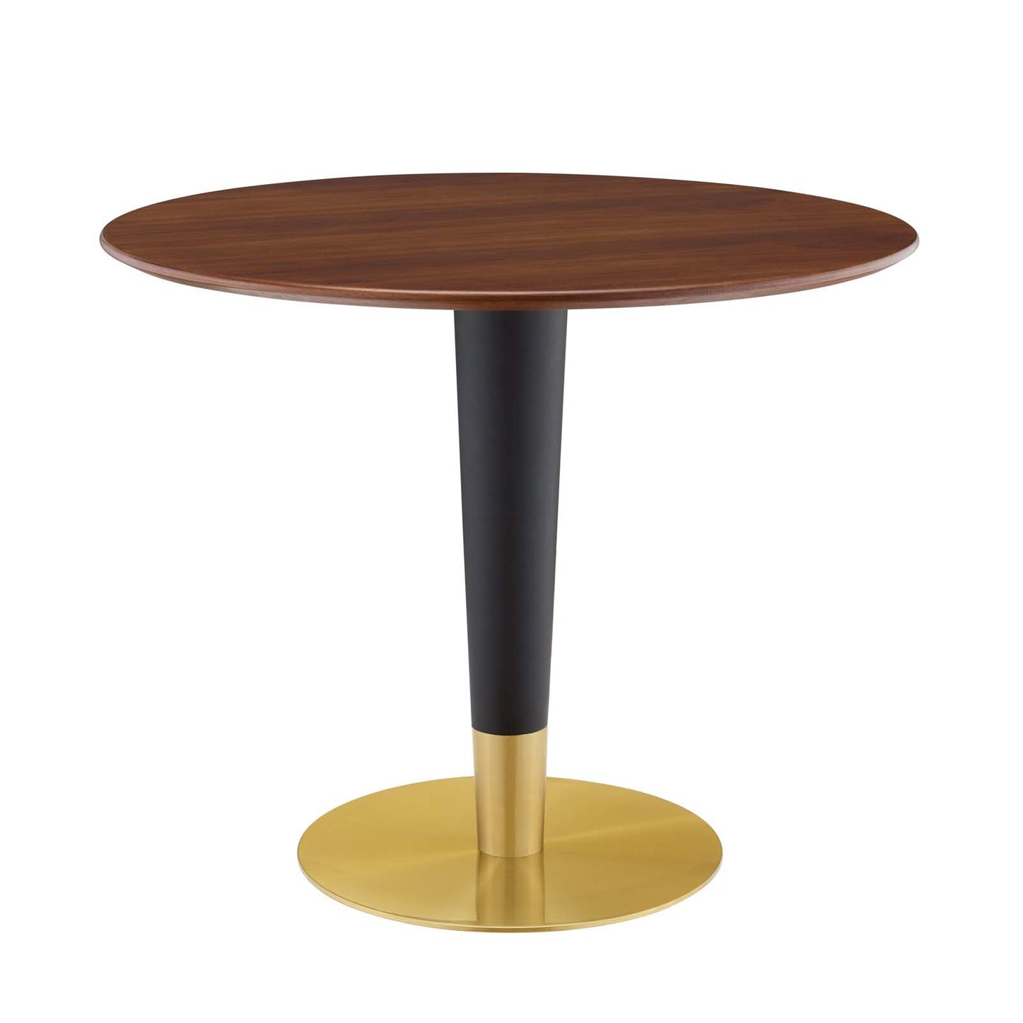 Zinque Dining Table Collection Gold Finish with Marble and Walnut Options