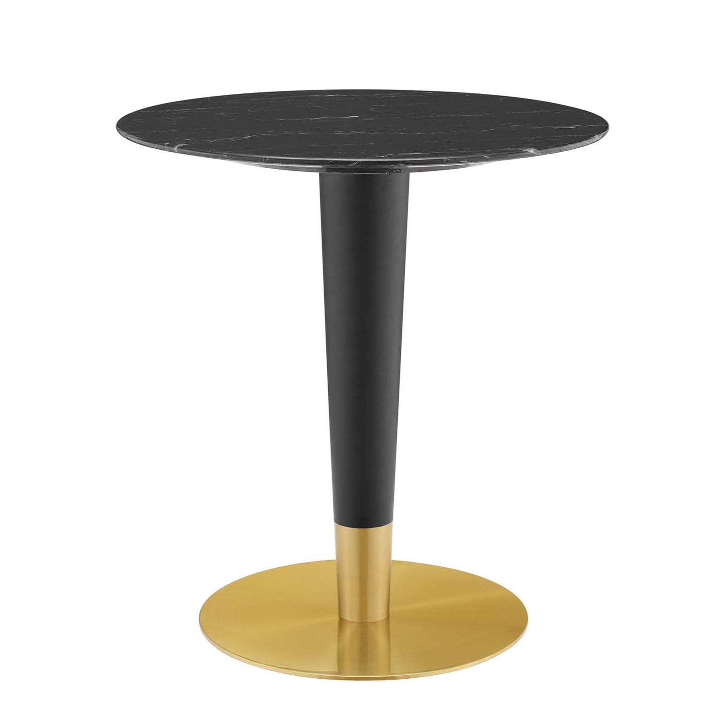 Zinque Dining Table Collection Gold Finish with Marble and Walnut Options