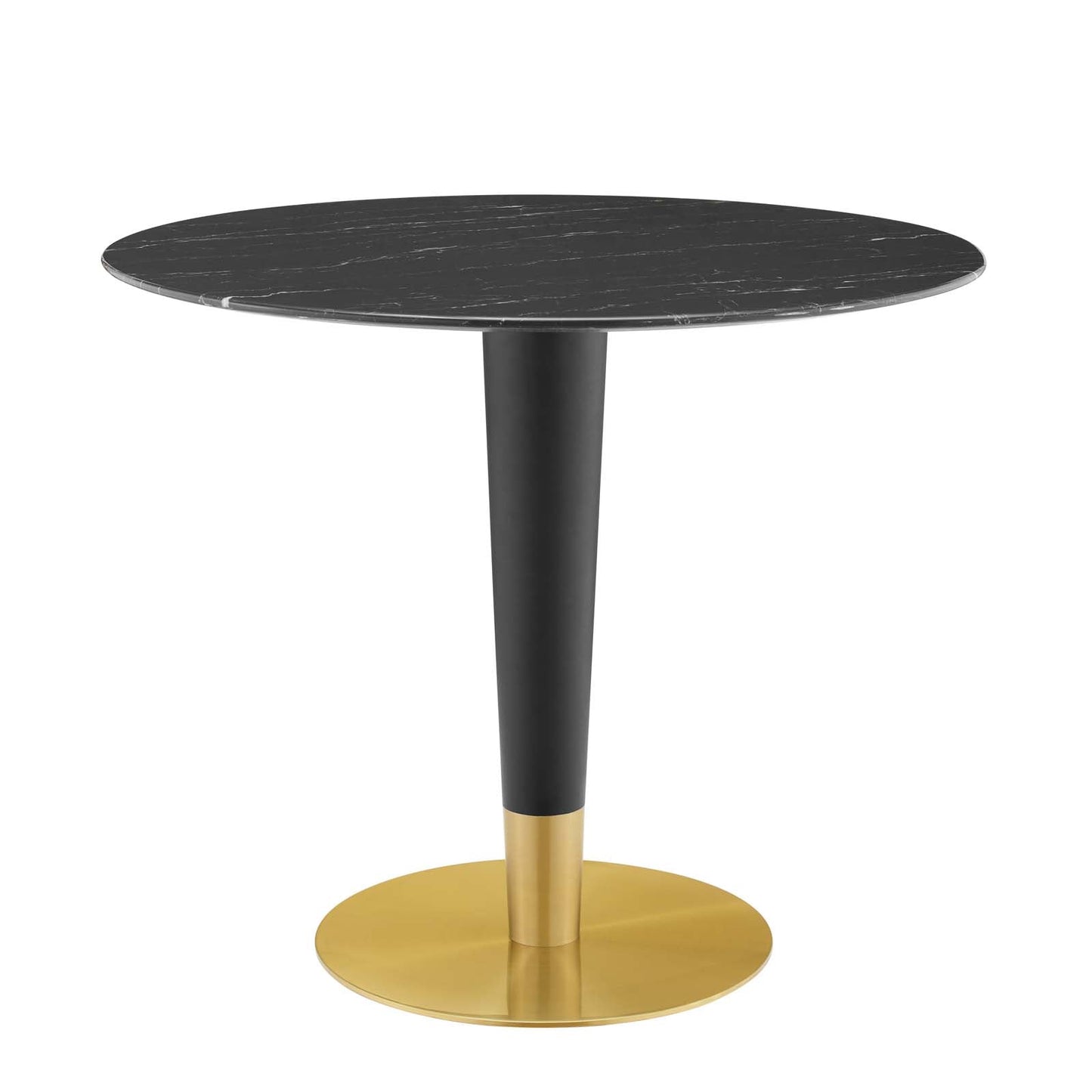 Zinque Dining Table Collection Gold Finish with Marble and Walnut Options