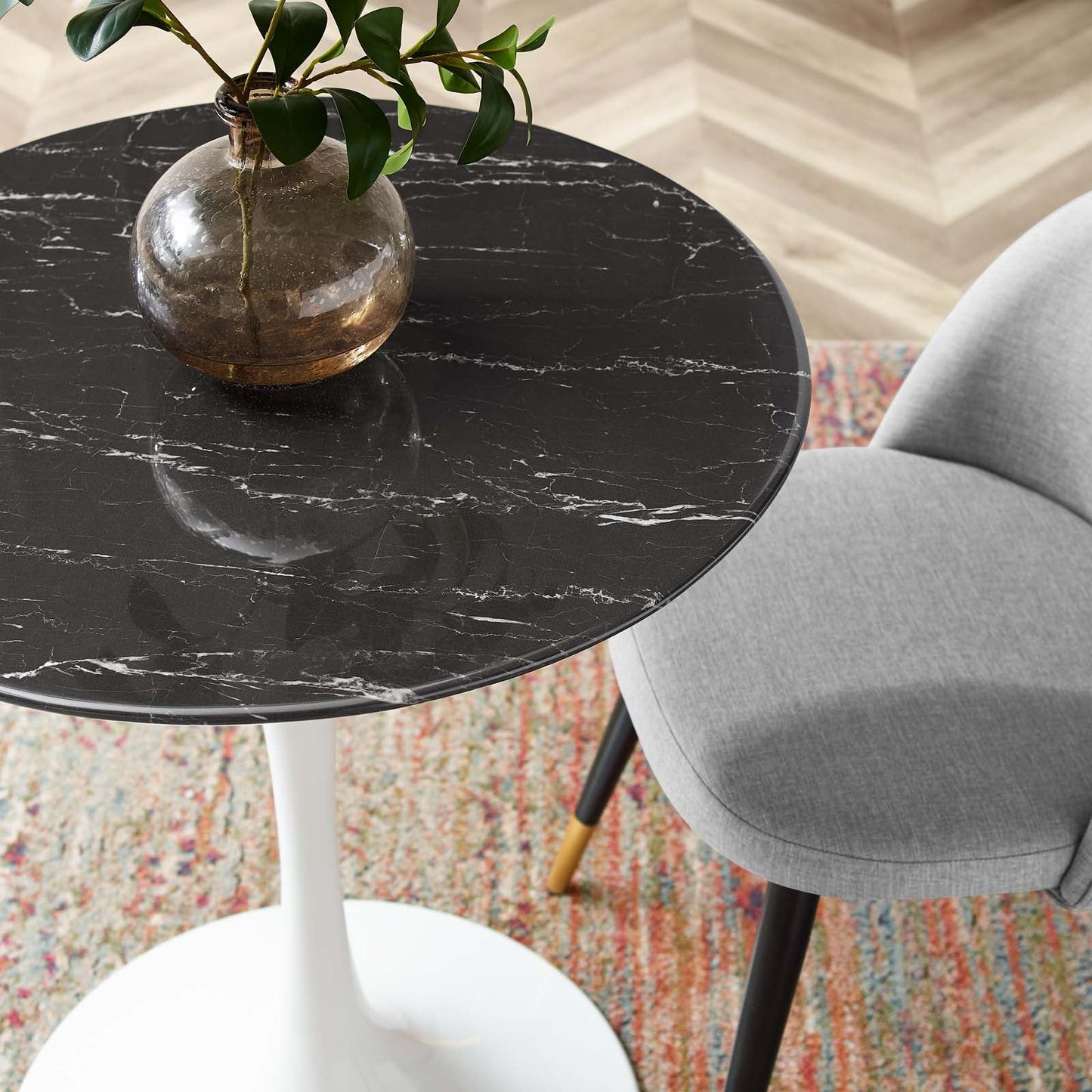 Lippa 28" Artificial Marble & Wood Dining Table Collection