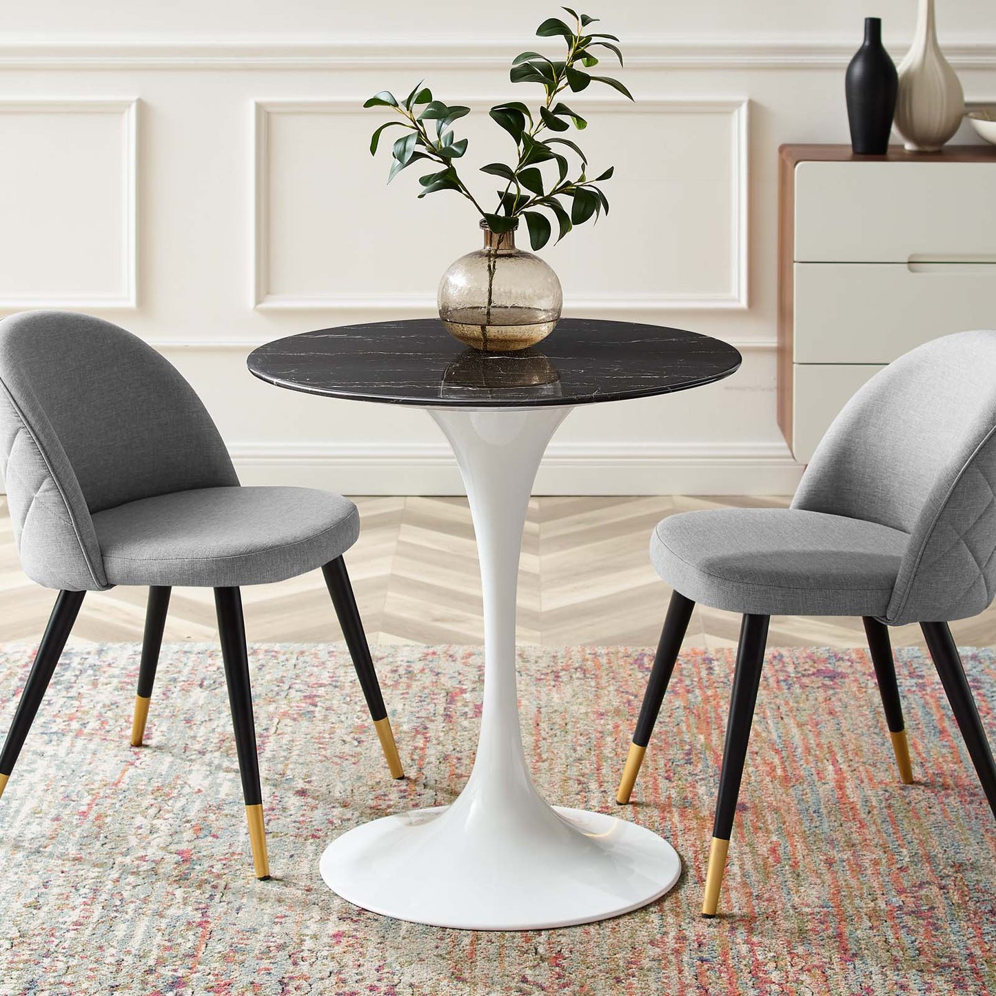 Lippa 28" Artificial Marble & Wood Dining Table Collection