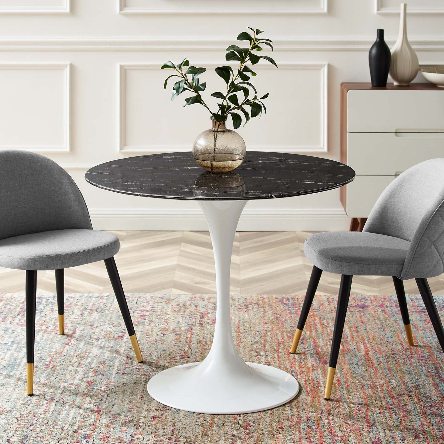 Lippa 36" Artificial Marble and Wood Dining Table Collection