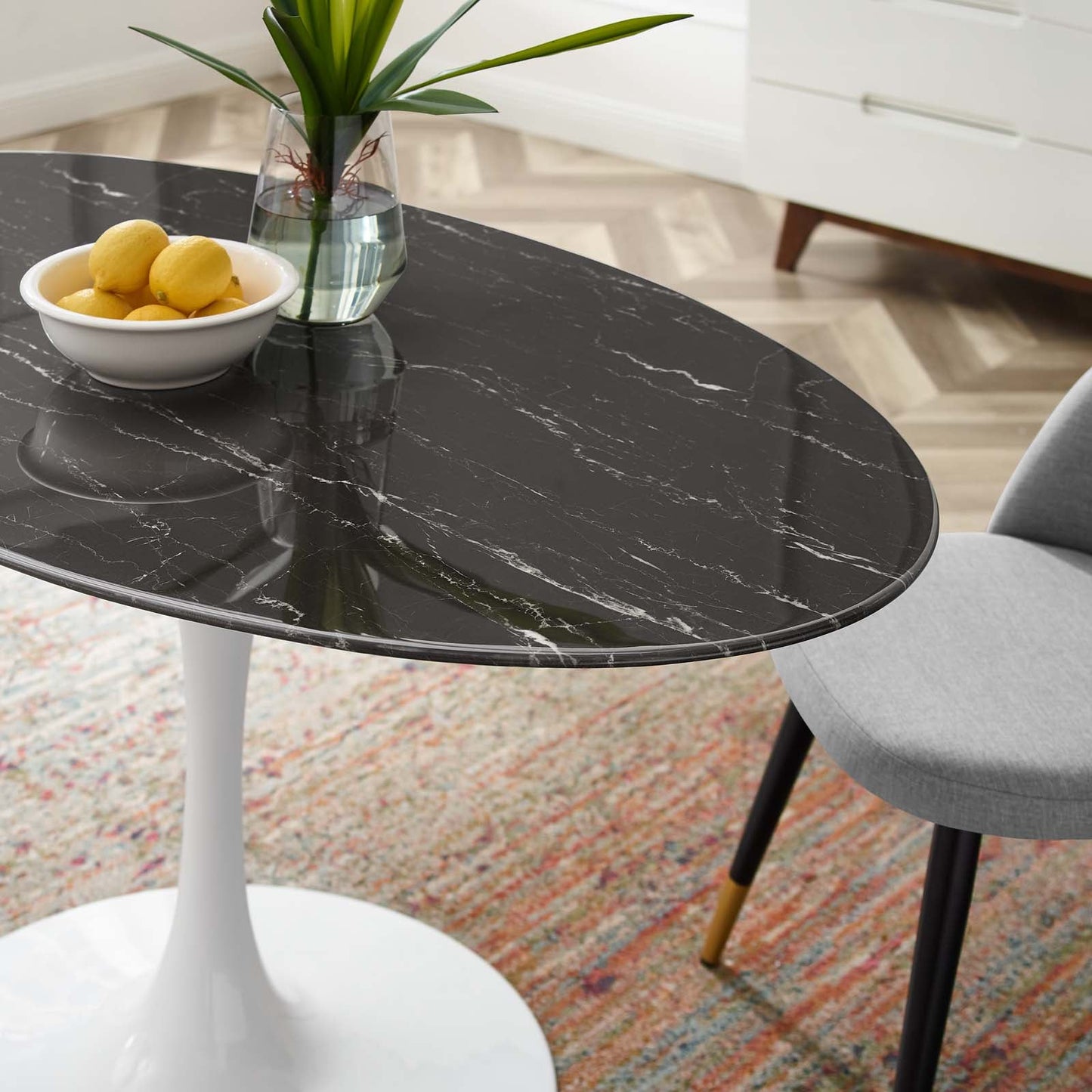 Lippa 54" Oval Artificial Marble Dining Table