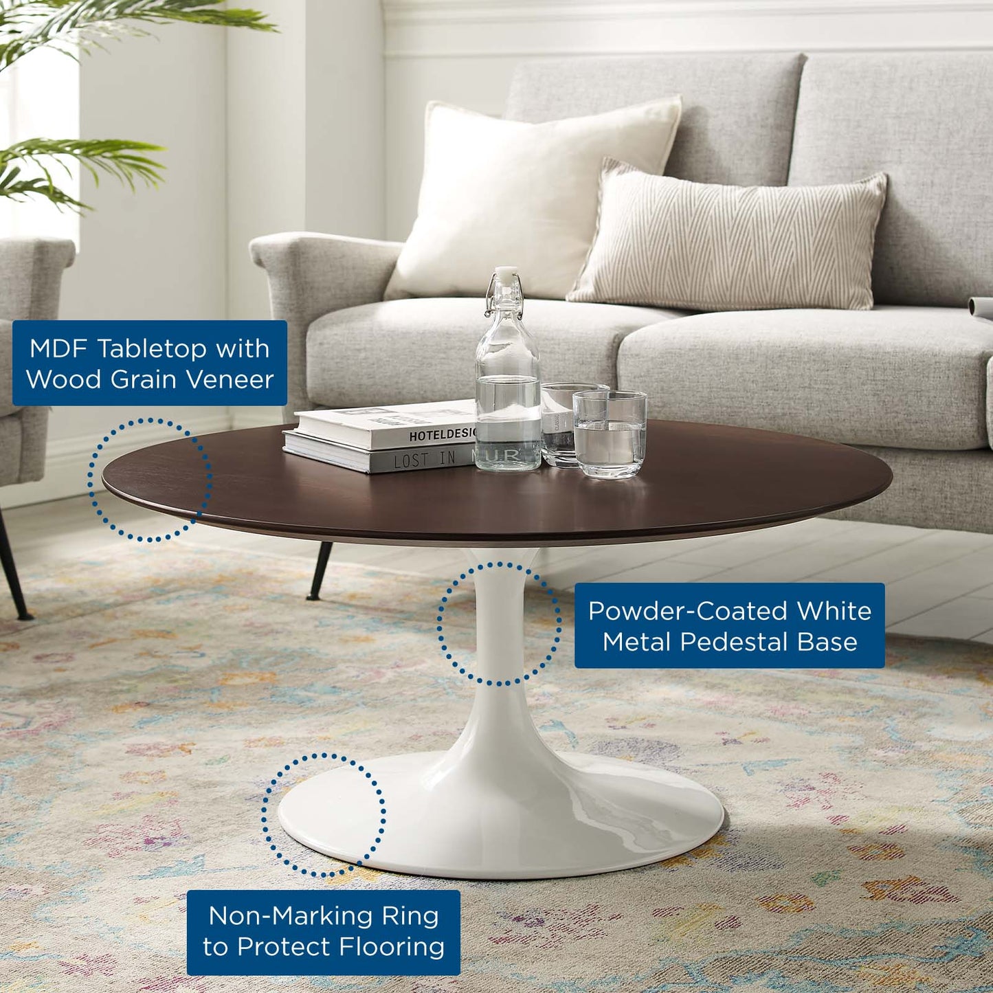 Lippa 36" Artificial Marble and Wood Coffee Table Collection