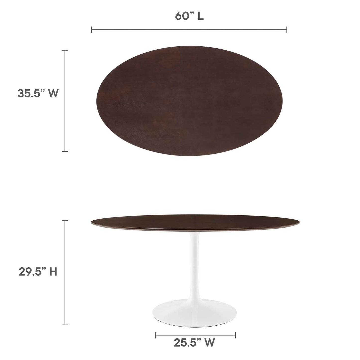 Lippa 60" Oval Dining Table with Artificial Marble and Wood Top