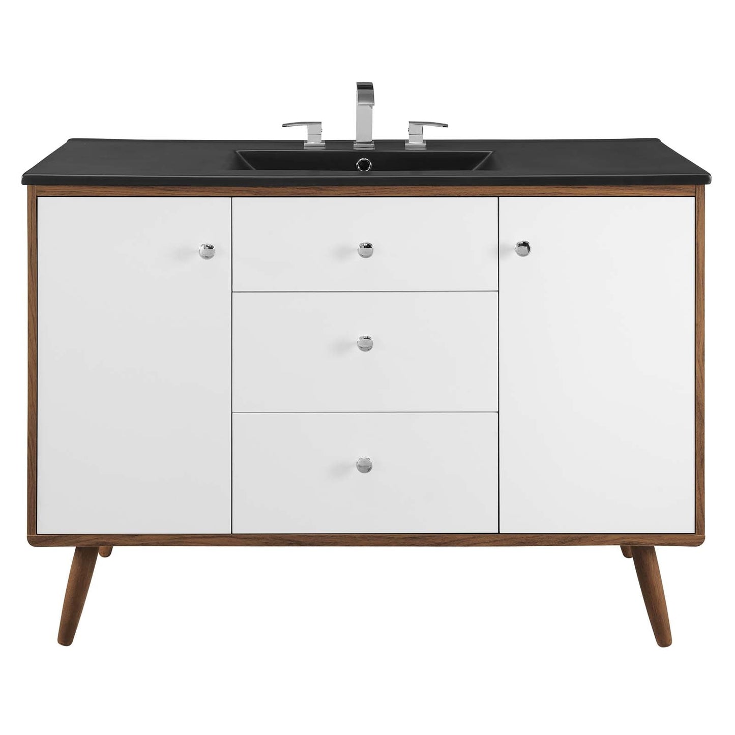 Transmit 48" Single Sink Bathroom Vanity Walnut Black EEI-5397-WAL-BLK