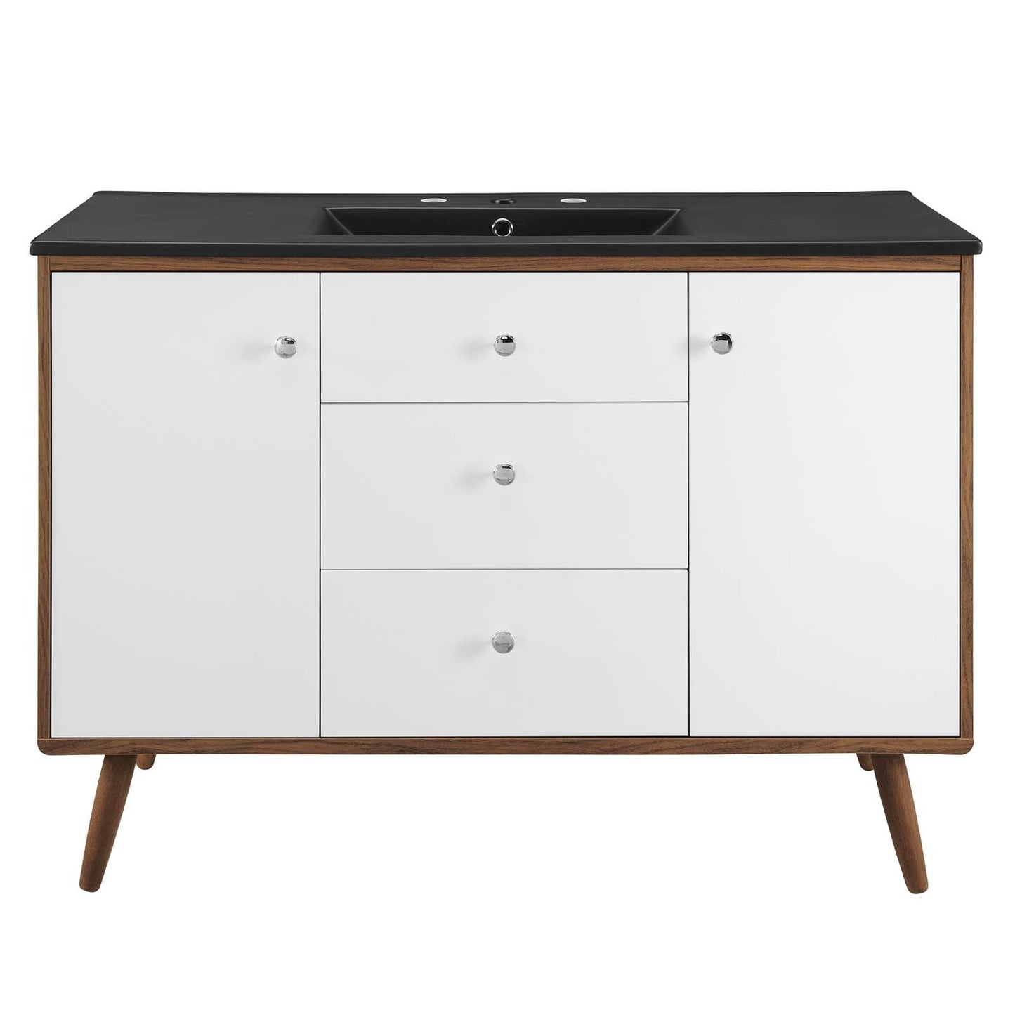 Transmit 48" Single Sink Bathroom Vanity Walnut Black EEI-5397-WAL-BLK