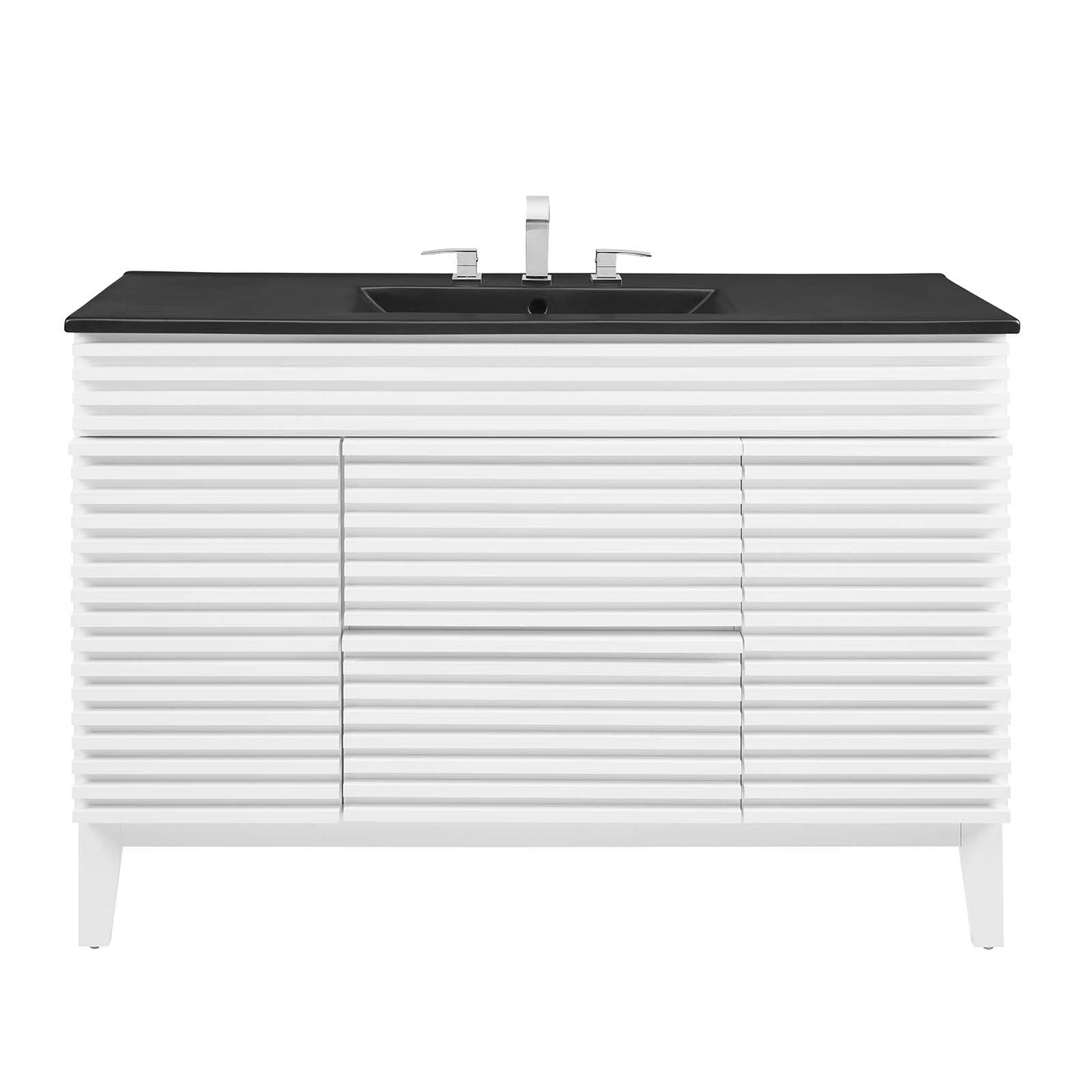 Render 48" Single Sink Bathroom Vanity White Black EEI-5398-WHI-BLK