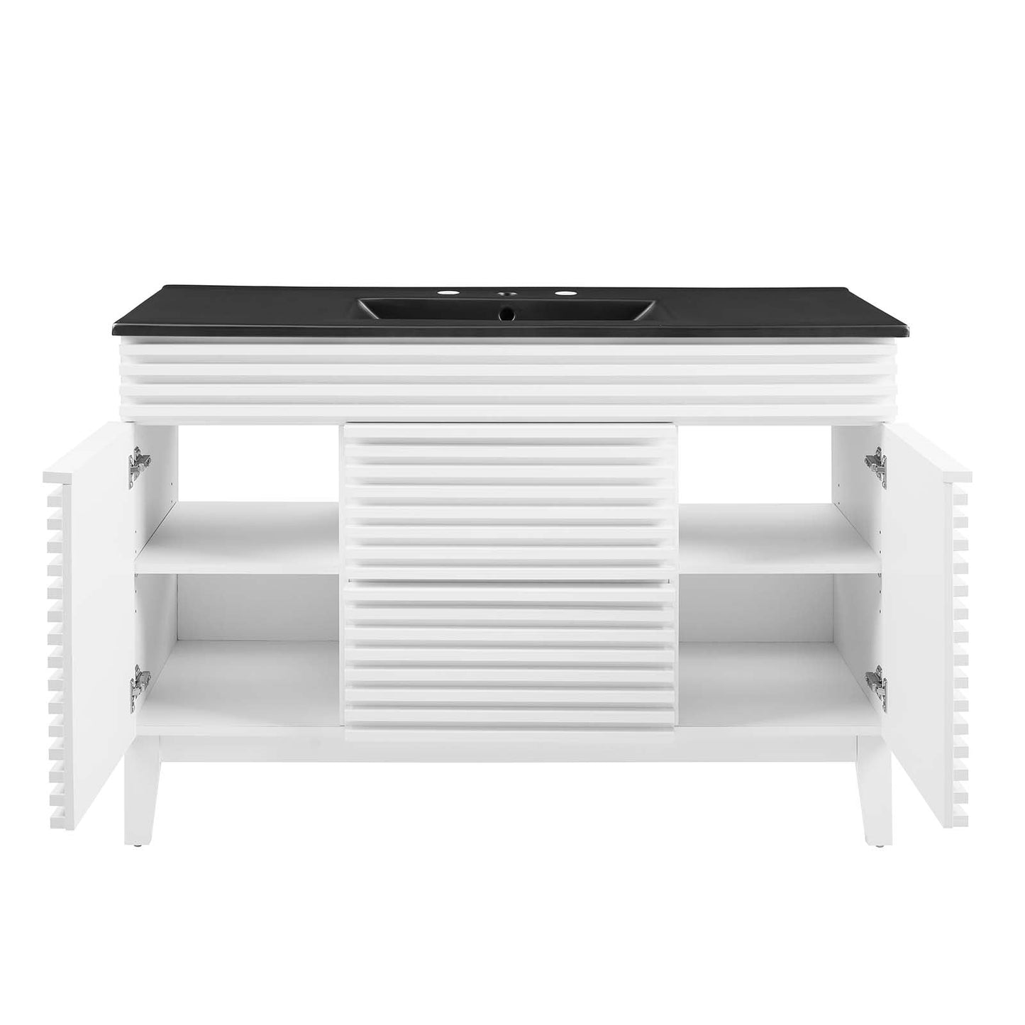 Render 48" Single Sink Bathroom Vanity White Black EEI-5398-WHI-BLK
