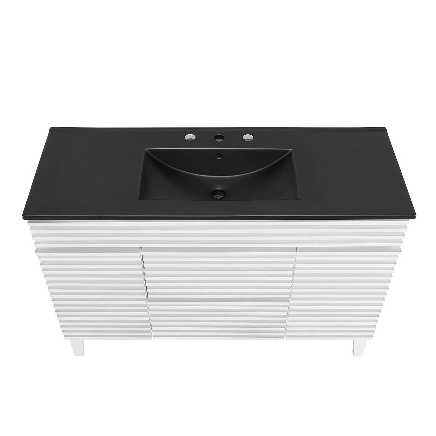 Render 48" Single Sink Bathroom Vanity White Black EEI-5398-WHI-BLK