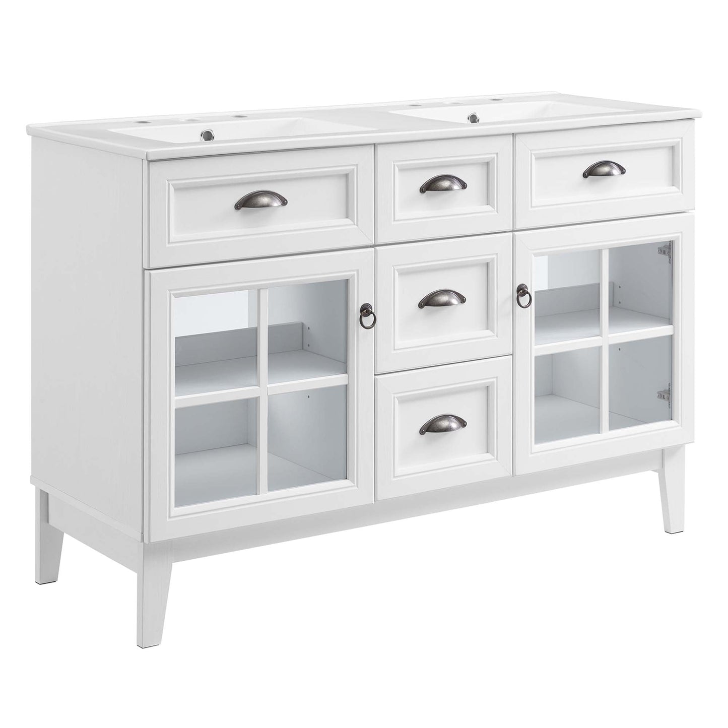 Isle 48" Double Bathroom Vanity Cabinet by Modway EEI-5428-WHI-WHI