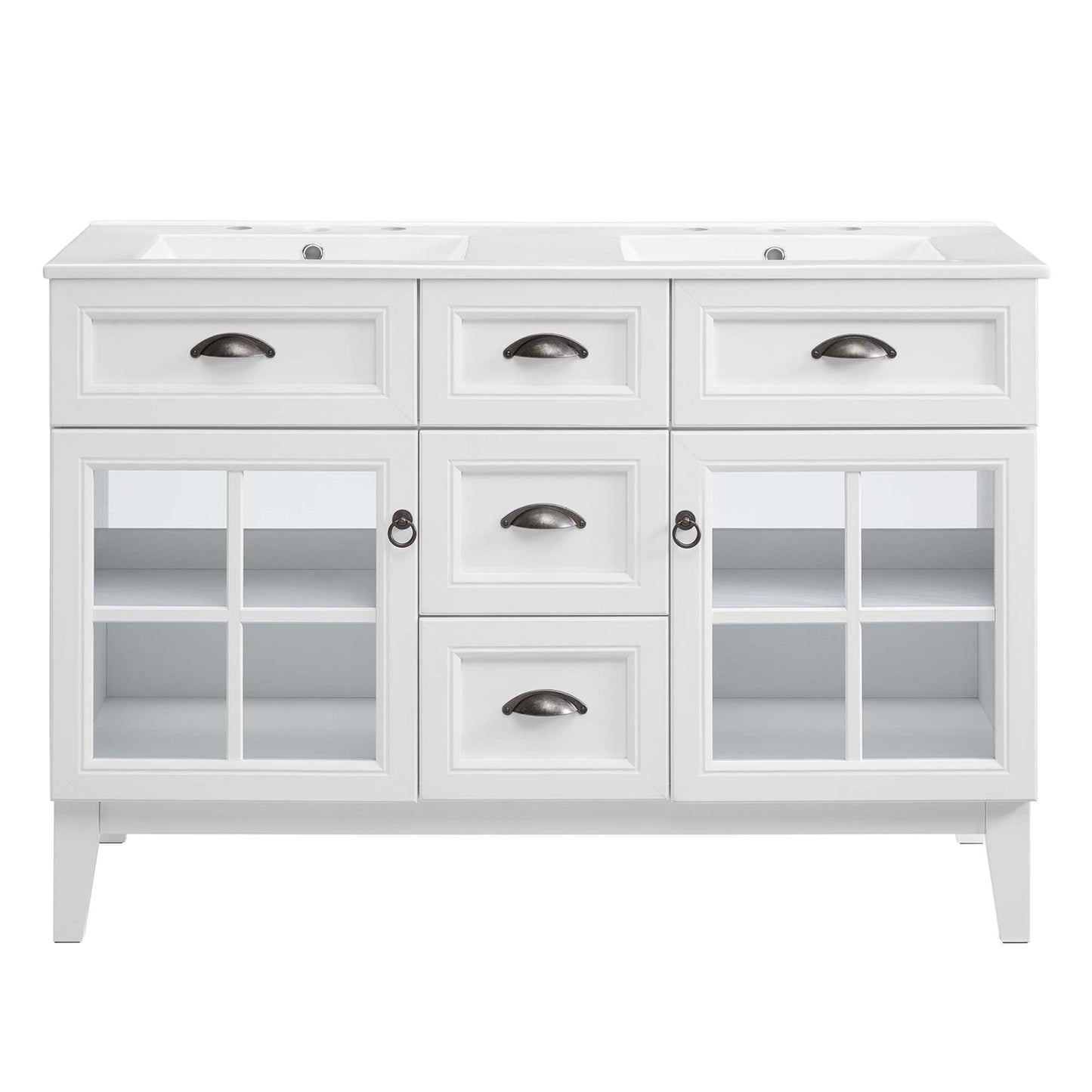 Isle 48" Double Bathroom Vanity Cabinet by Modway EEI-5428-WHI-WHI