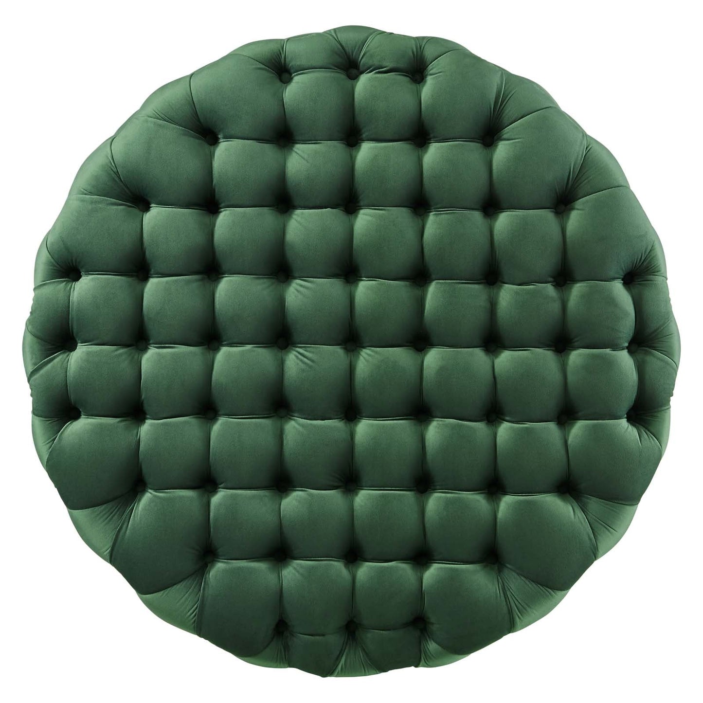 Amour Tufted Button Large Round Performance Velvet Ottoman Emerald EEI-5469-EME