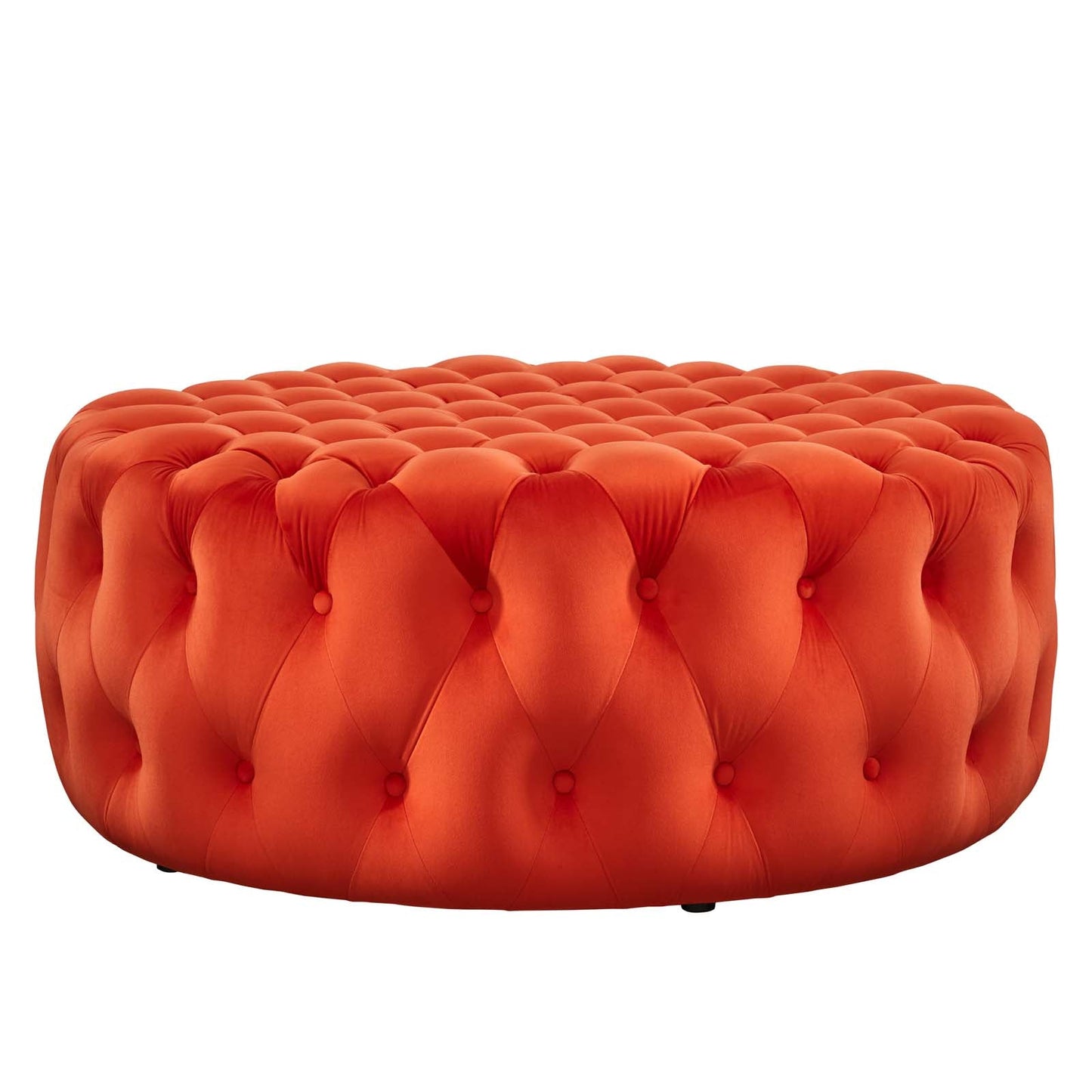 Amour Tufted Button Large Round Performance Velvet Ottoman Orange EEI-5469-ORA