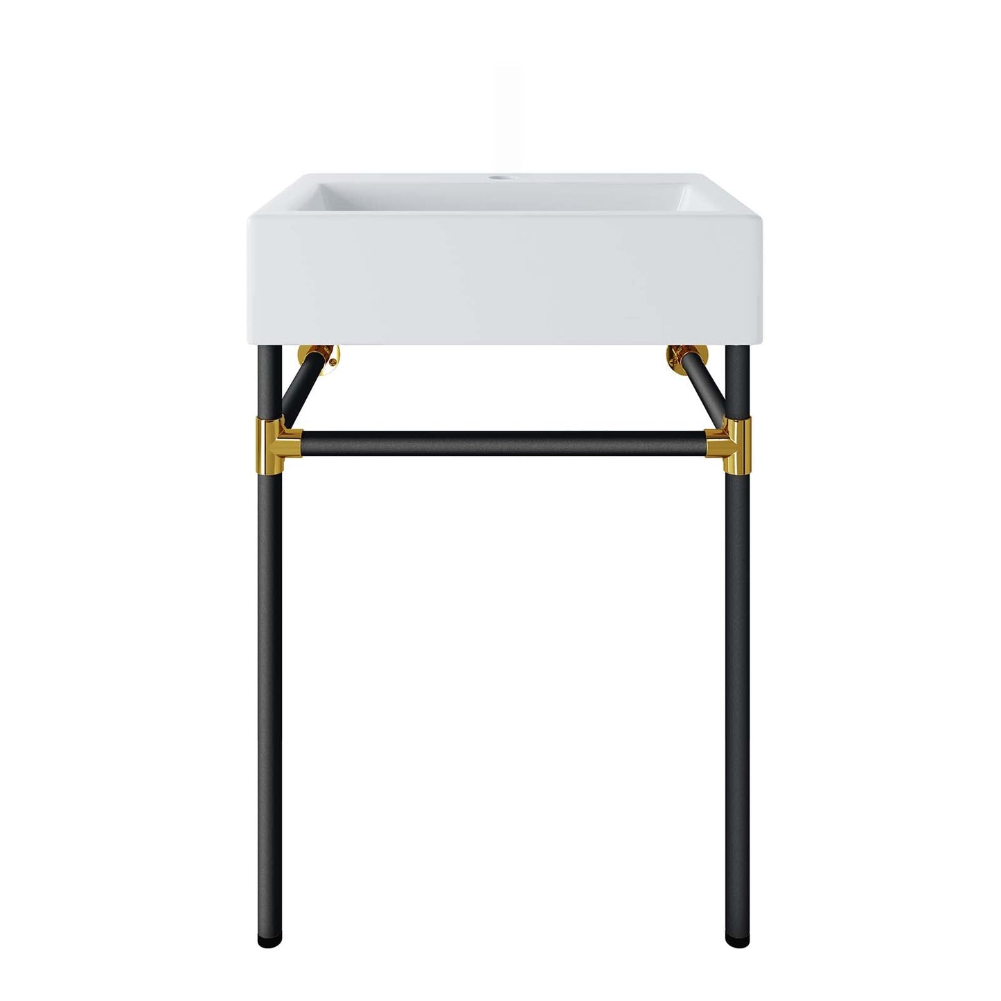 Redeem 24" Wall-Mount Black Stainless Steel Bathroom Vanity Black White EEI-5537-BLK-WHI