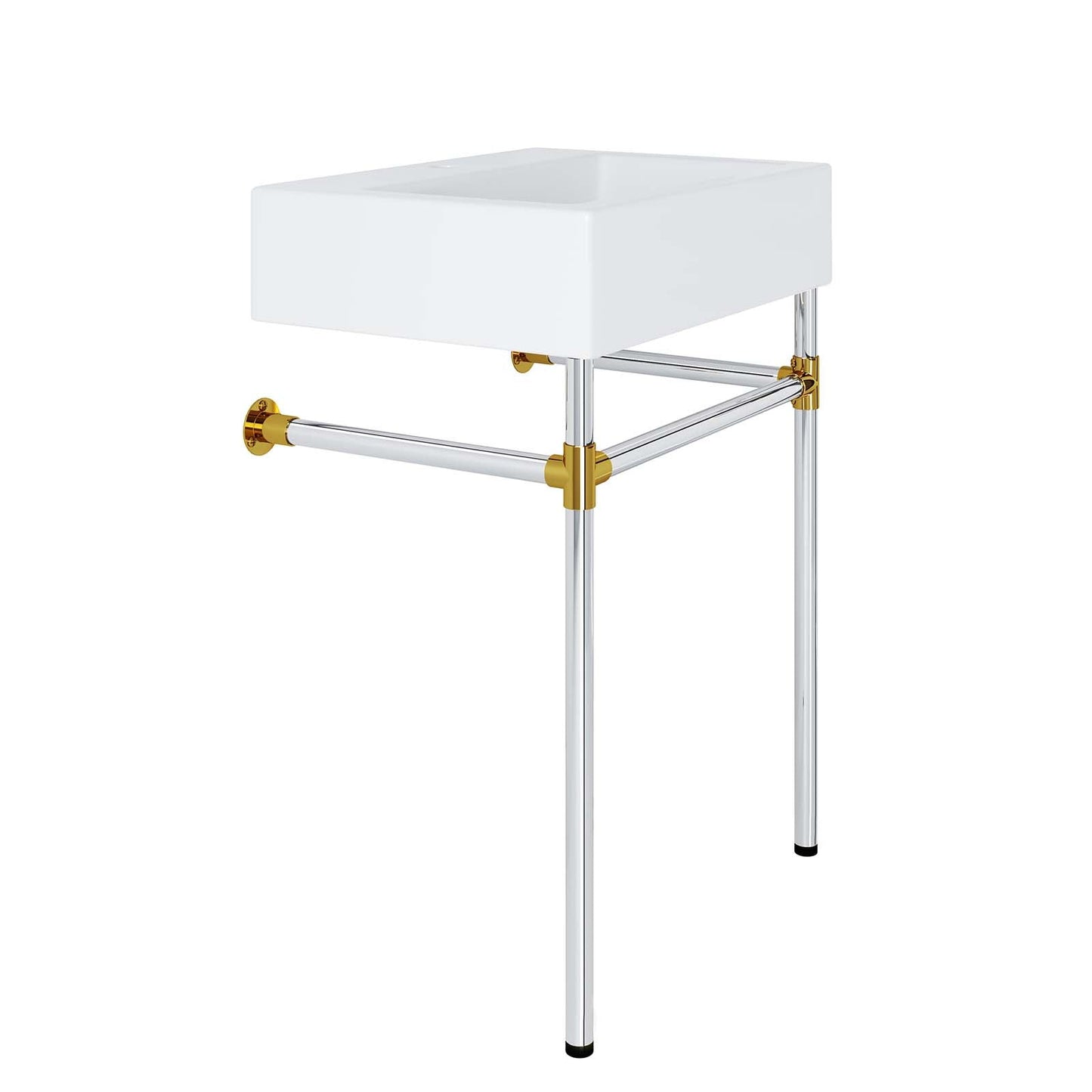 Redeem 24" Silver Stainless Steel Wall-Mount Bathroom Vanity Silver White EEI-5538-SLV-WHI