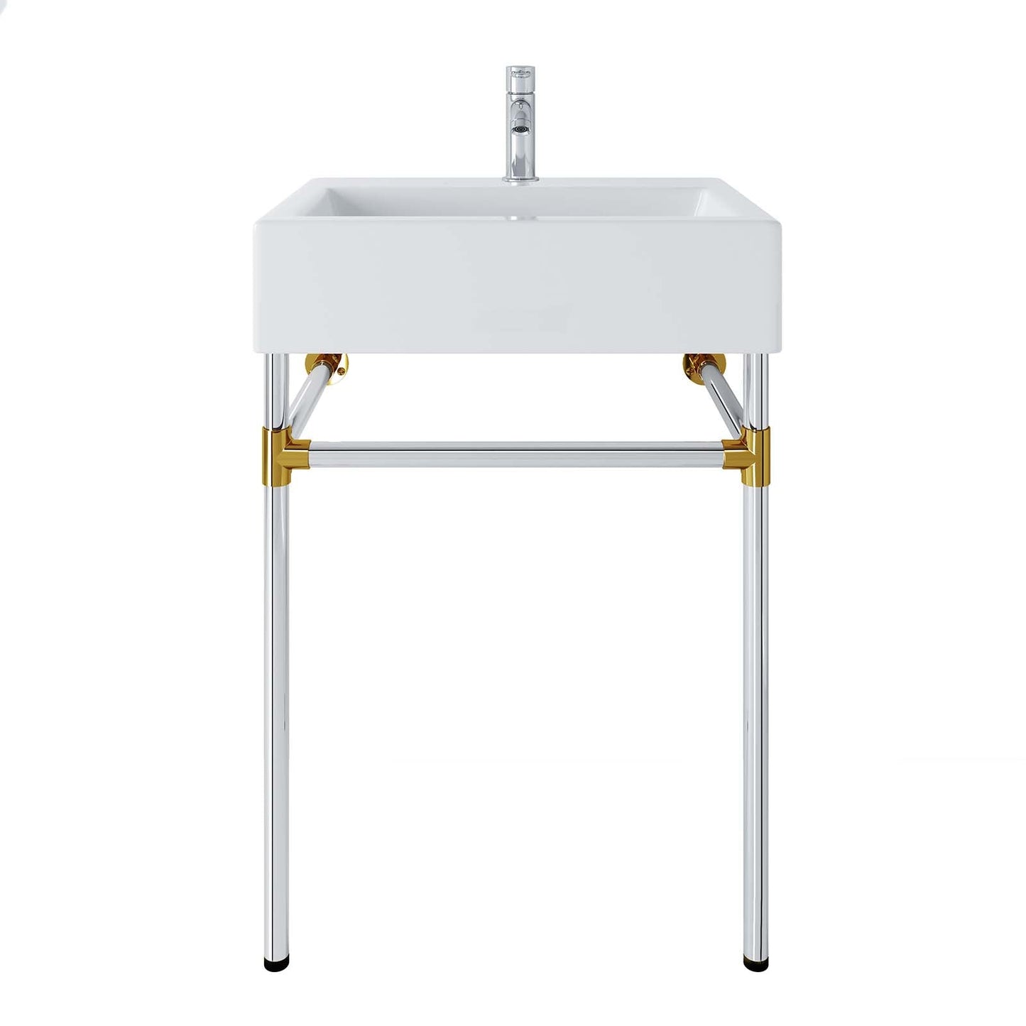 Redeem 24" Silver Stainless Steel Wall-Mount Bathroom Vanity Silver White EEI-5538-SLV-WHI