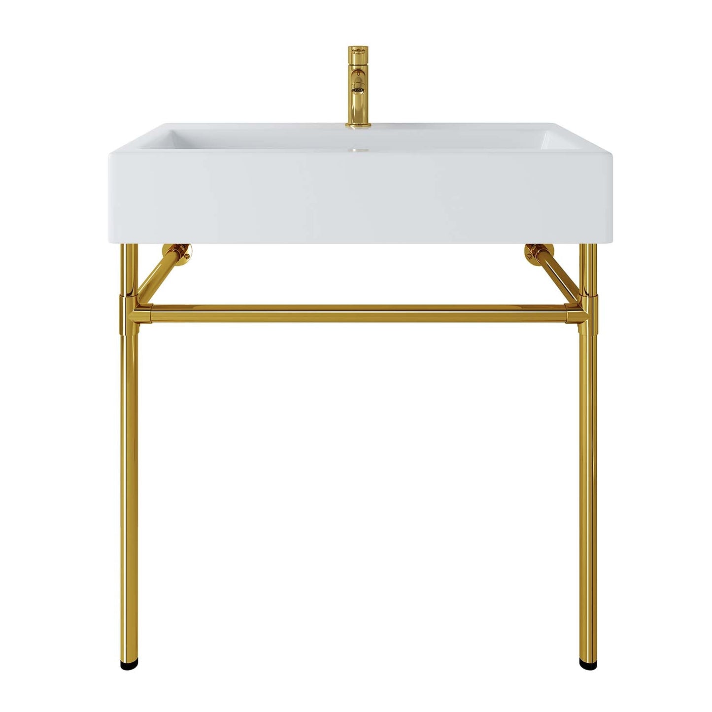 Redeem 32" Wall-Mount Gold Stainless Steel Bathroom Vanity Gold White EEI-5540-GLD-WHI