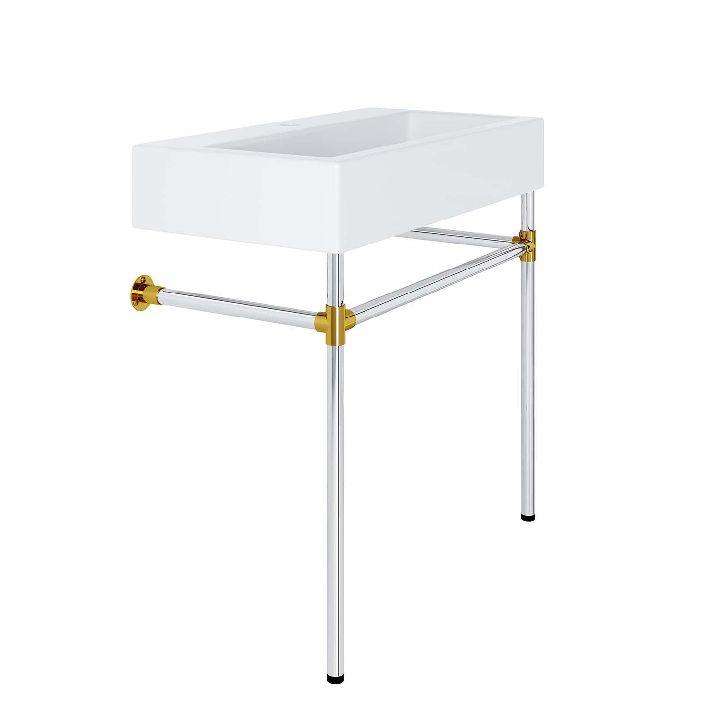 Redeem 32" Silver Stainless Steel Wall-Mount Bathroom Vanity Silver White EEI-5542-SLV-WHI