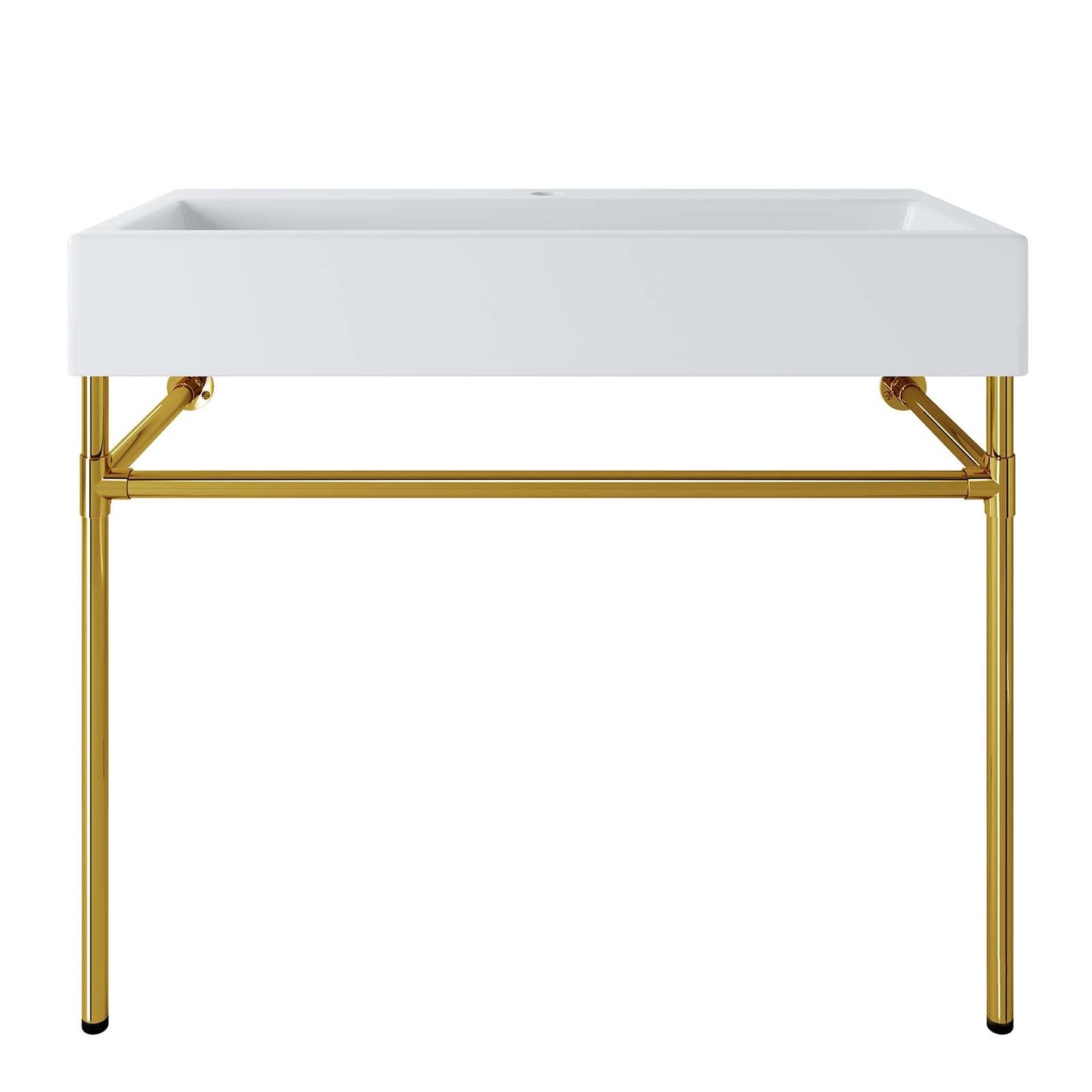 Redeem 40" Wall-Mount Gold Stainless Steel Bathroom Vanity Gold White EEI-5544-GLD-WHI