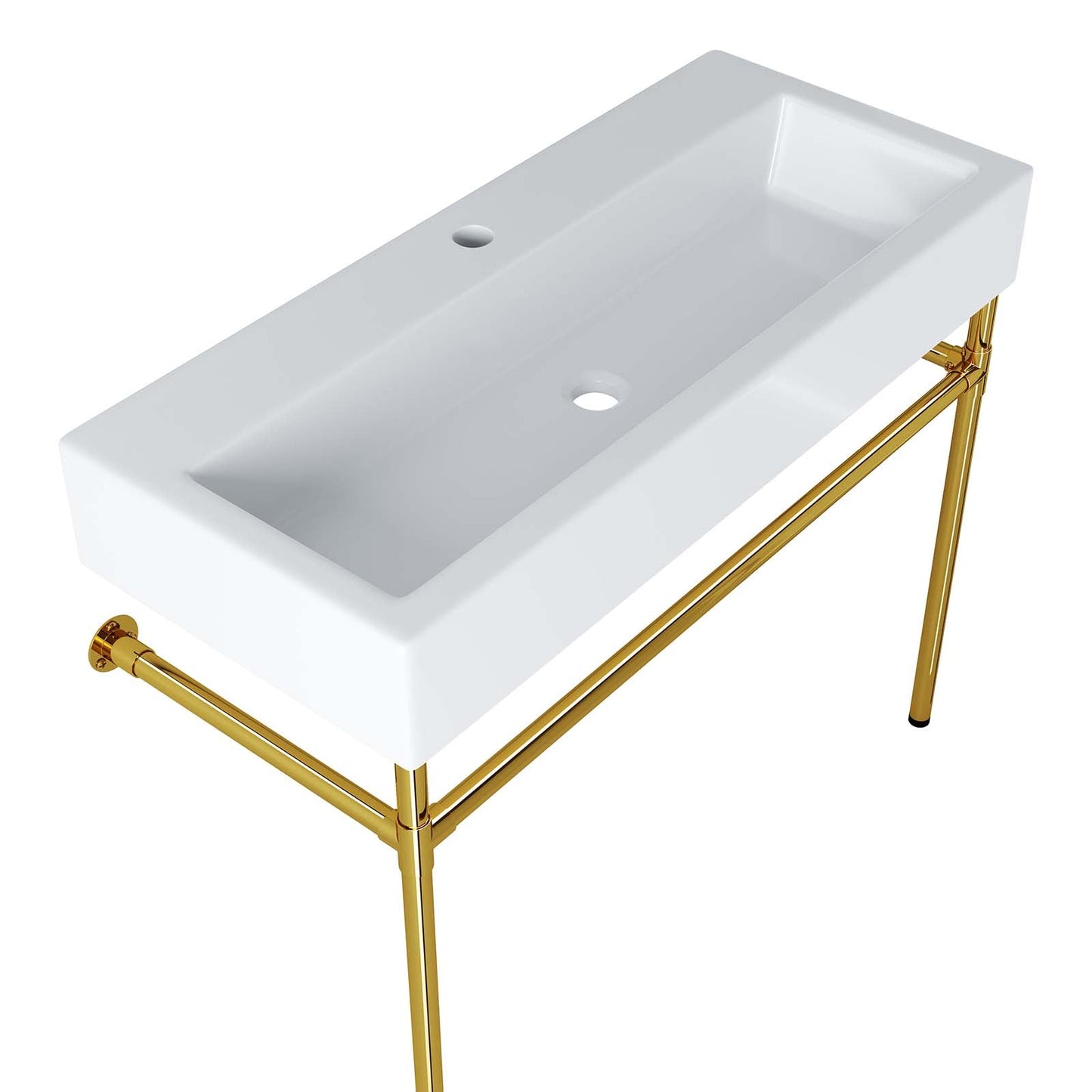 Redeem 40" Wall-Mount Gold Stainless Steel Bathroom Vanity Gold White EEI-5544-GLD-WHI