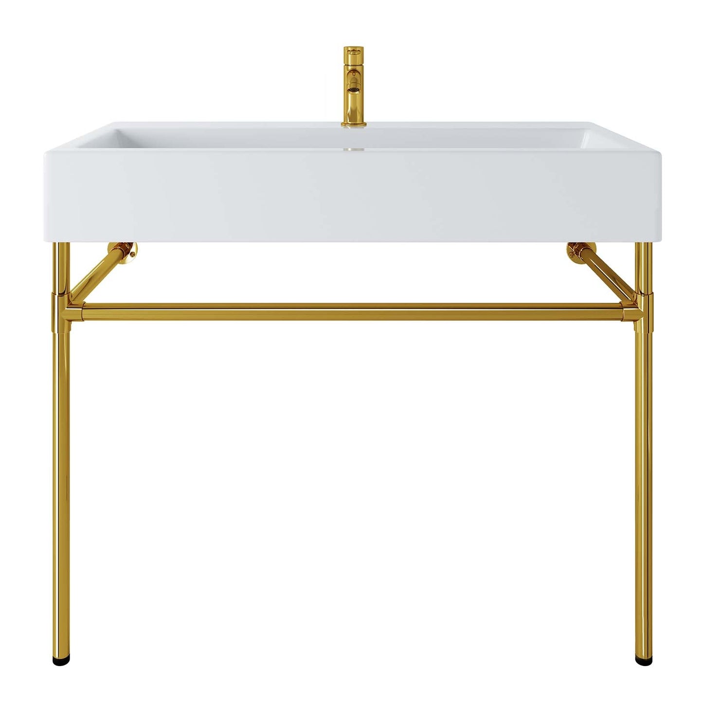 Redeem 40" Wall-Mount Gold Stainless Steel Bathroom Vanity Gold White EEI-5544-GLD-WHI