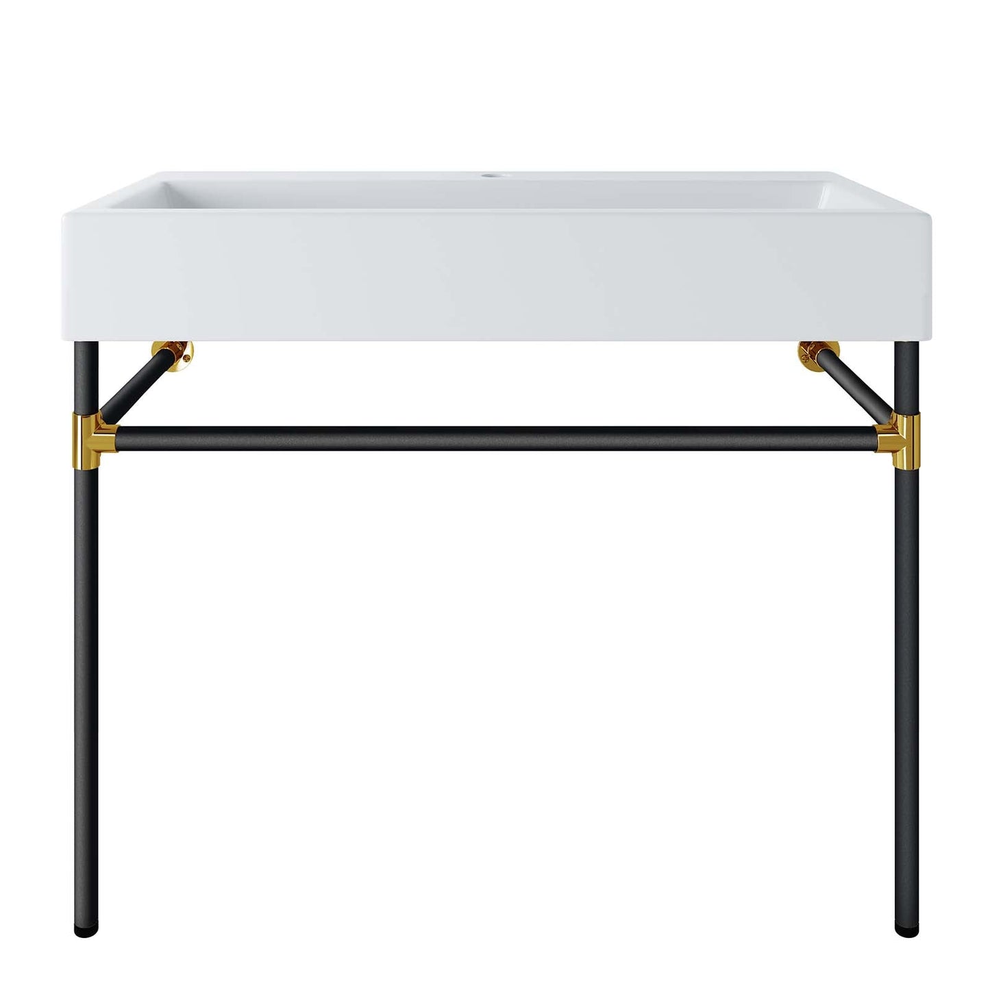 Redeem 40" Black Stainless Steel Wall-Mount Bathroom Vanity Black White EEI-5545-BLK-WHI