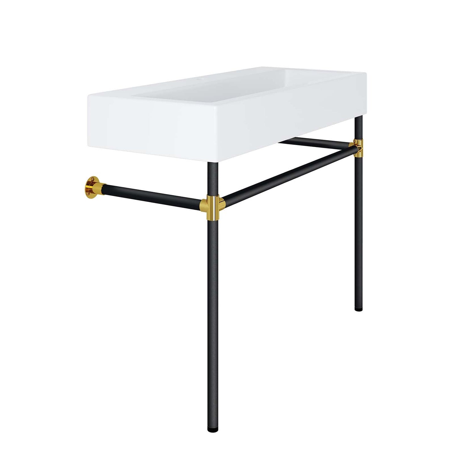 Redeem 40" Black Stainless Steel Wall-Mount Bathroom Vanity Black White EEI-5545-BLK-WHI