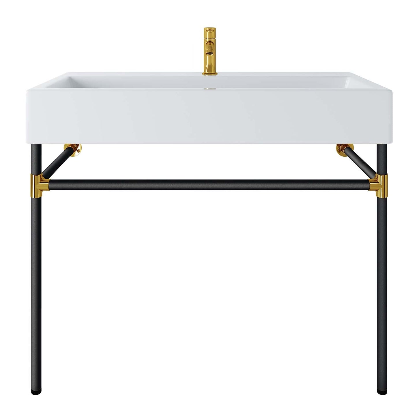 Redeem 40" Black Stainless Steel Wall-Mount Bathroom Vanity Black White EEI-5545-BLK-WHI