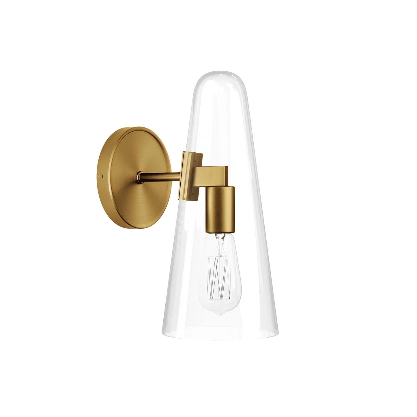 Beacon 1-Light Wall Sconce Clear Satin Brass EEI-5645-CLR-SBR