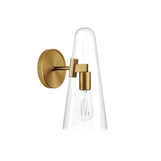 Beacon 1-Light Wall Sconce Clear Satin Brass EEI-5645-CLR-SBR
